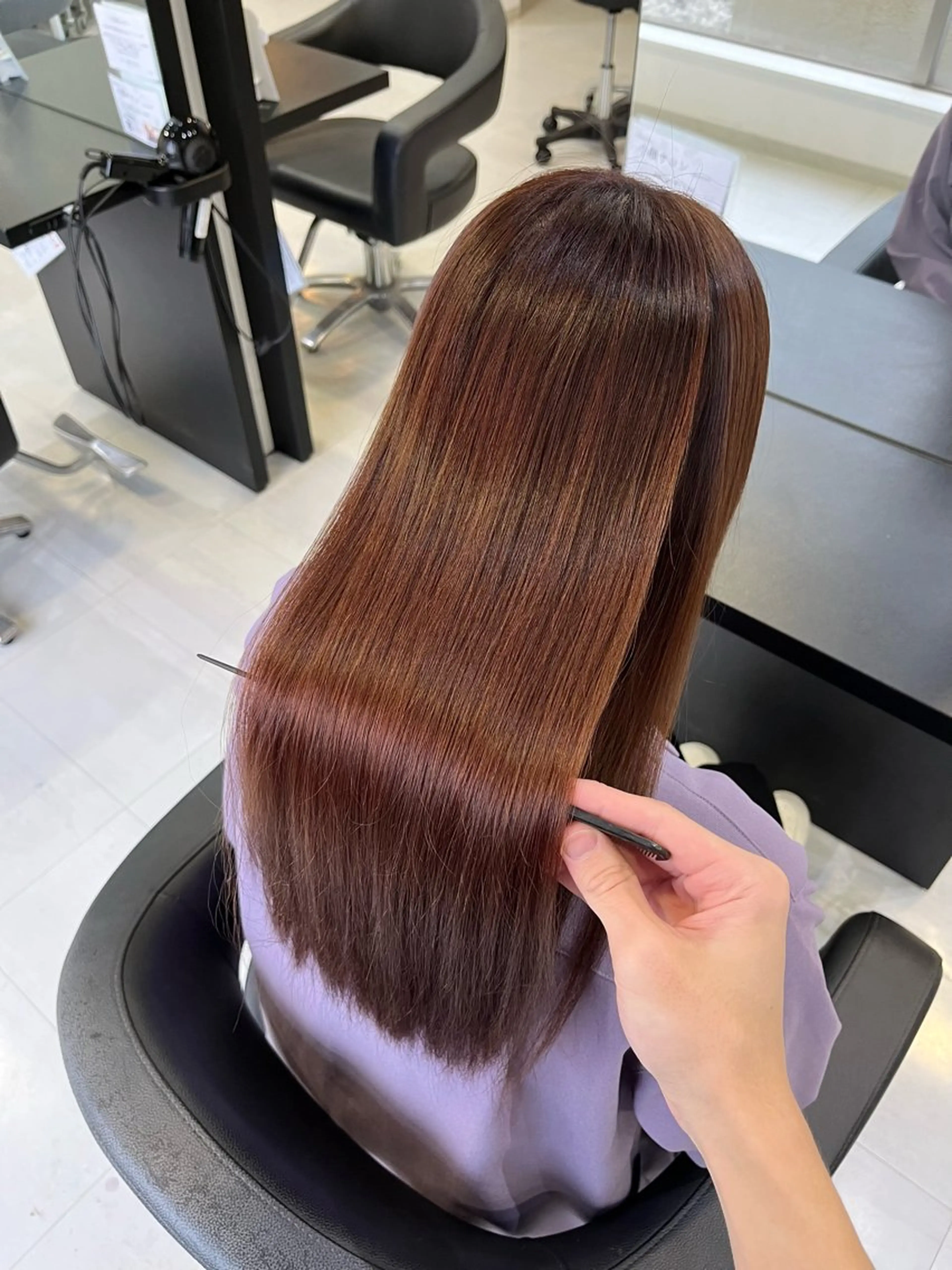 ロング カラー パーマ カット 縮毛矯正 トリートメント 諸岡 玲のヘアスタイル