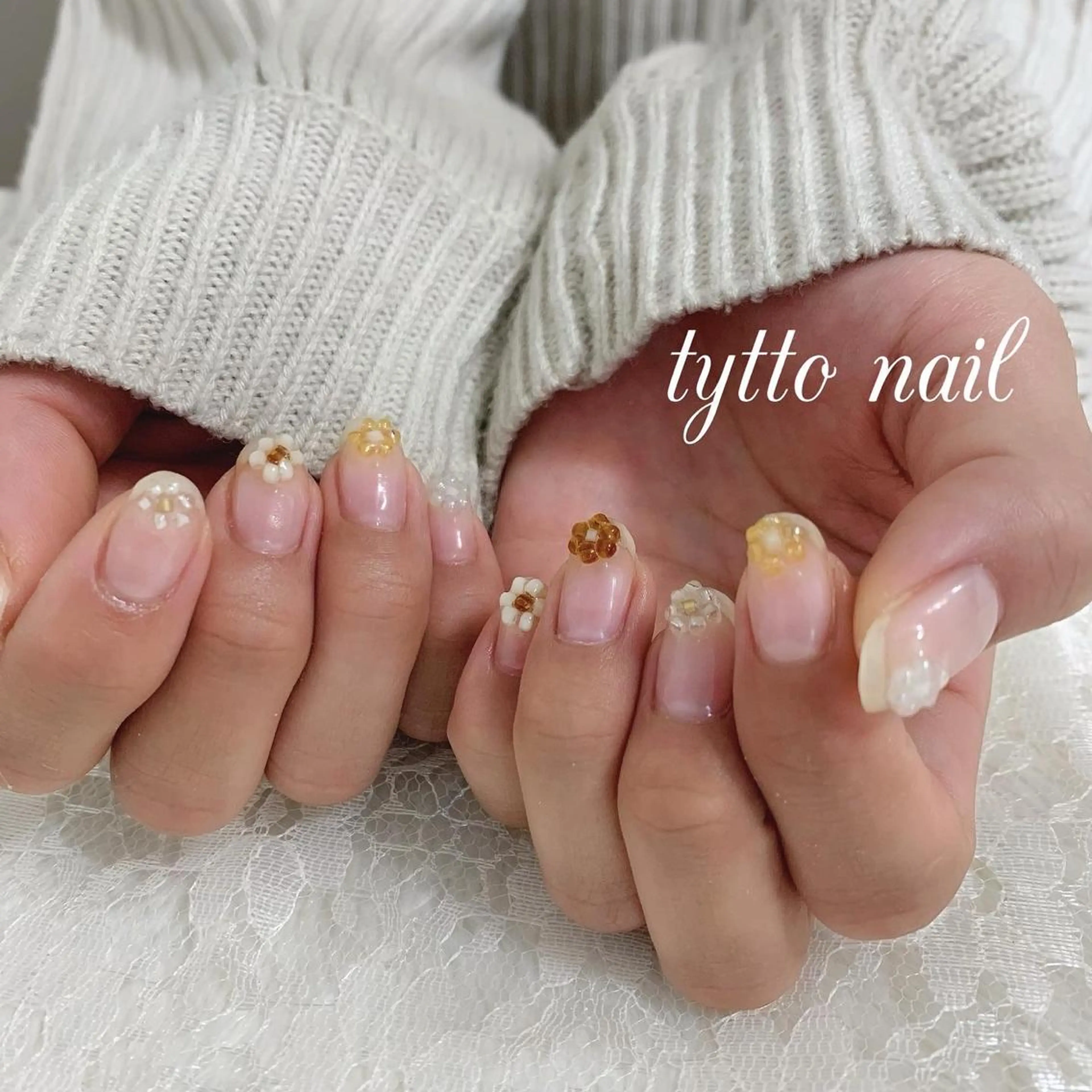 ネイル クリアネイル フラワーネイル 韓国ネイル ハンドネイル tytto nail ❤︎‪‪eri‪‪のネイルデザイン