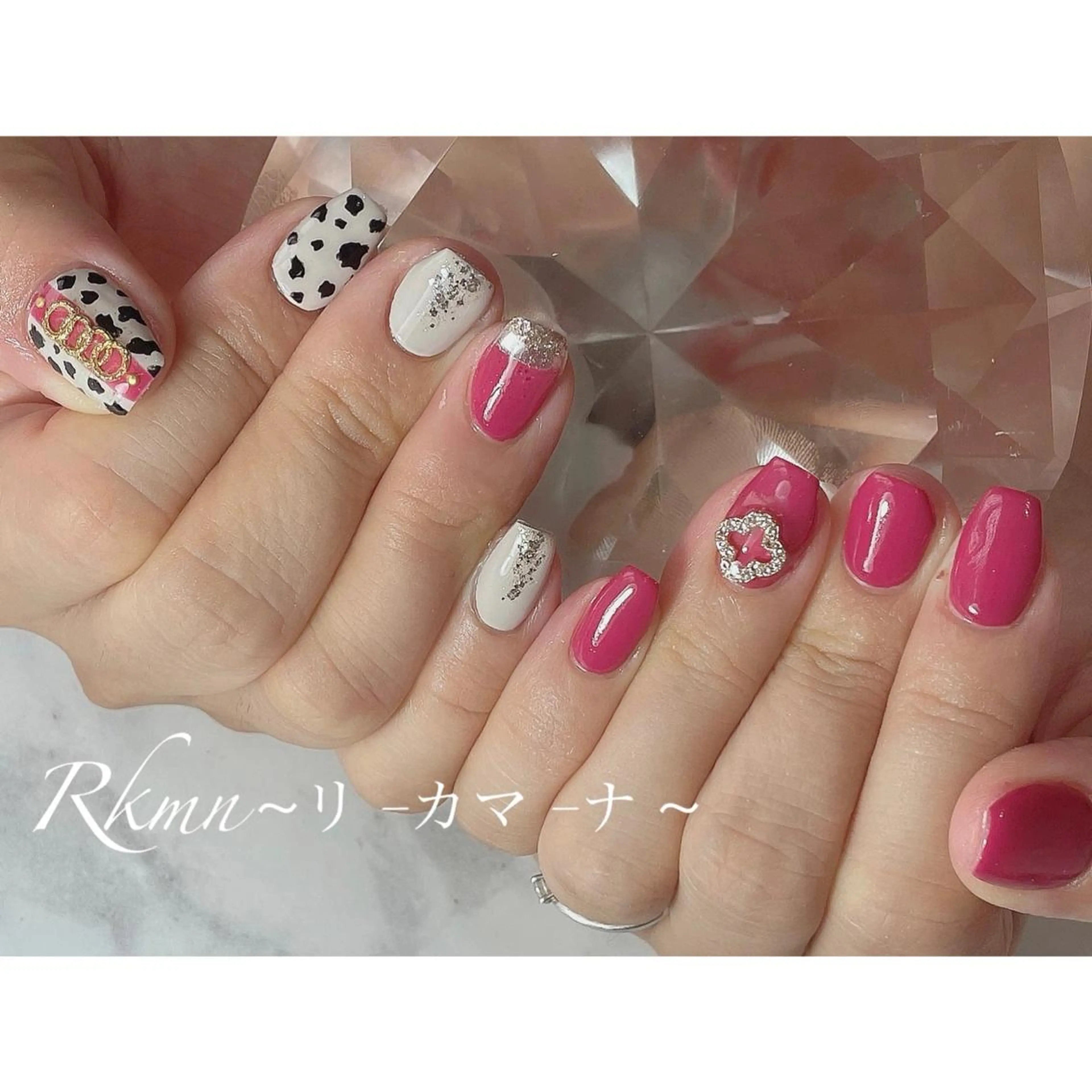 ネイル アートネイル ラメ(グリッター) ピンク 春ネイル ハンドネイル フットネイル ハンドケア Rkmn ~リ-カマ-ナ~のネイルデザイン