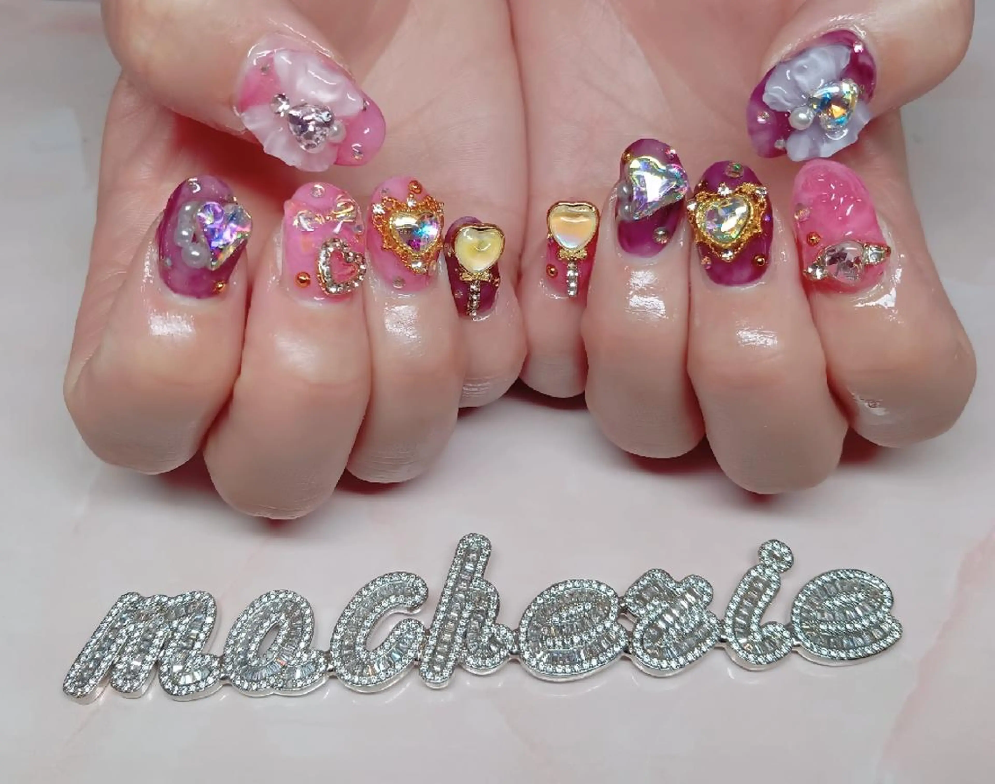 ネイル ピンク パープル ハンドネイル Nail Salon macherieのネイルデザイン