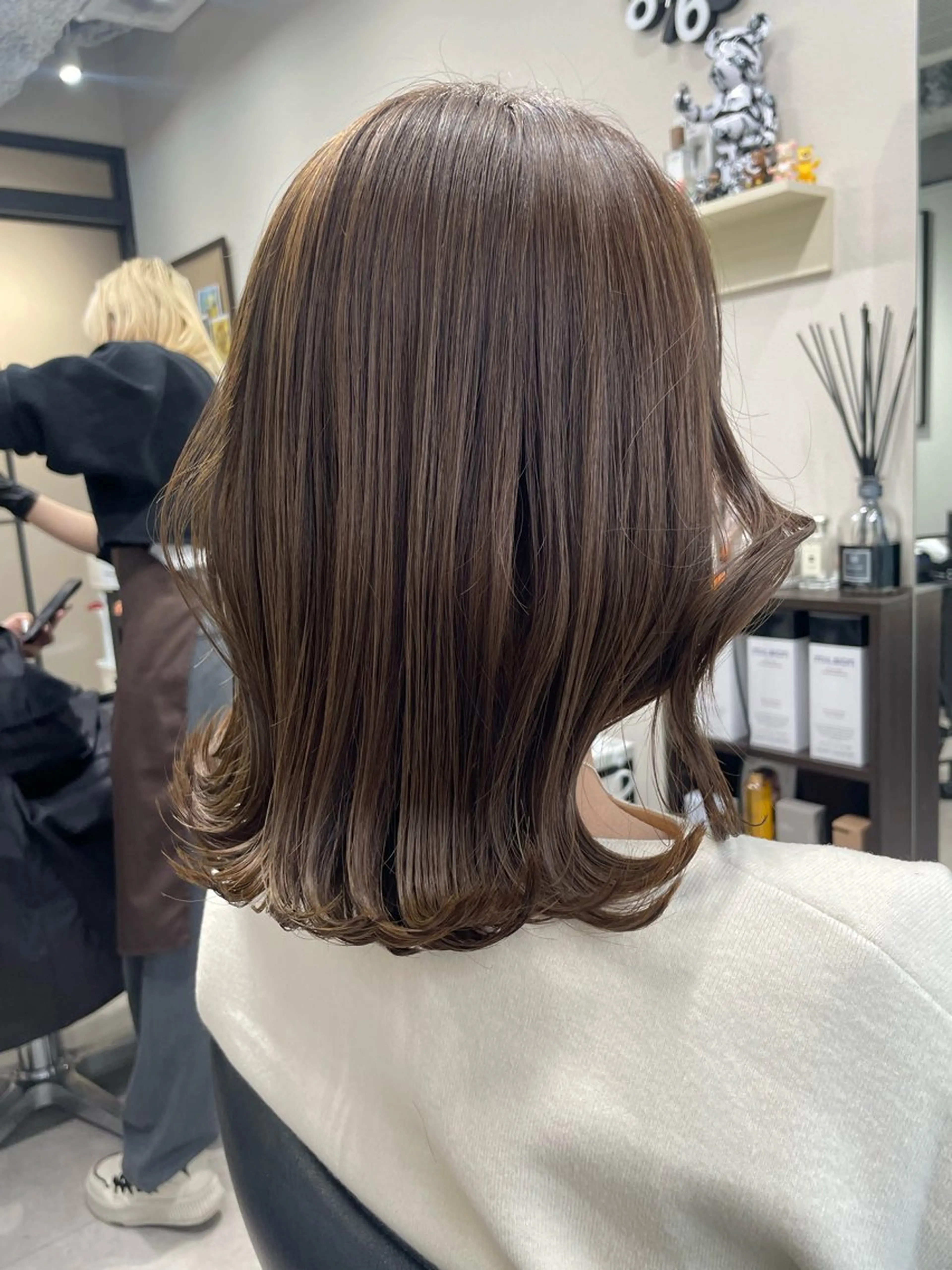 ミディアム カラー カット ヘアカラー トリートメント 髪質改善will hairdesignのヘアスタイル