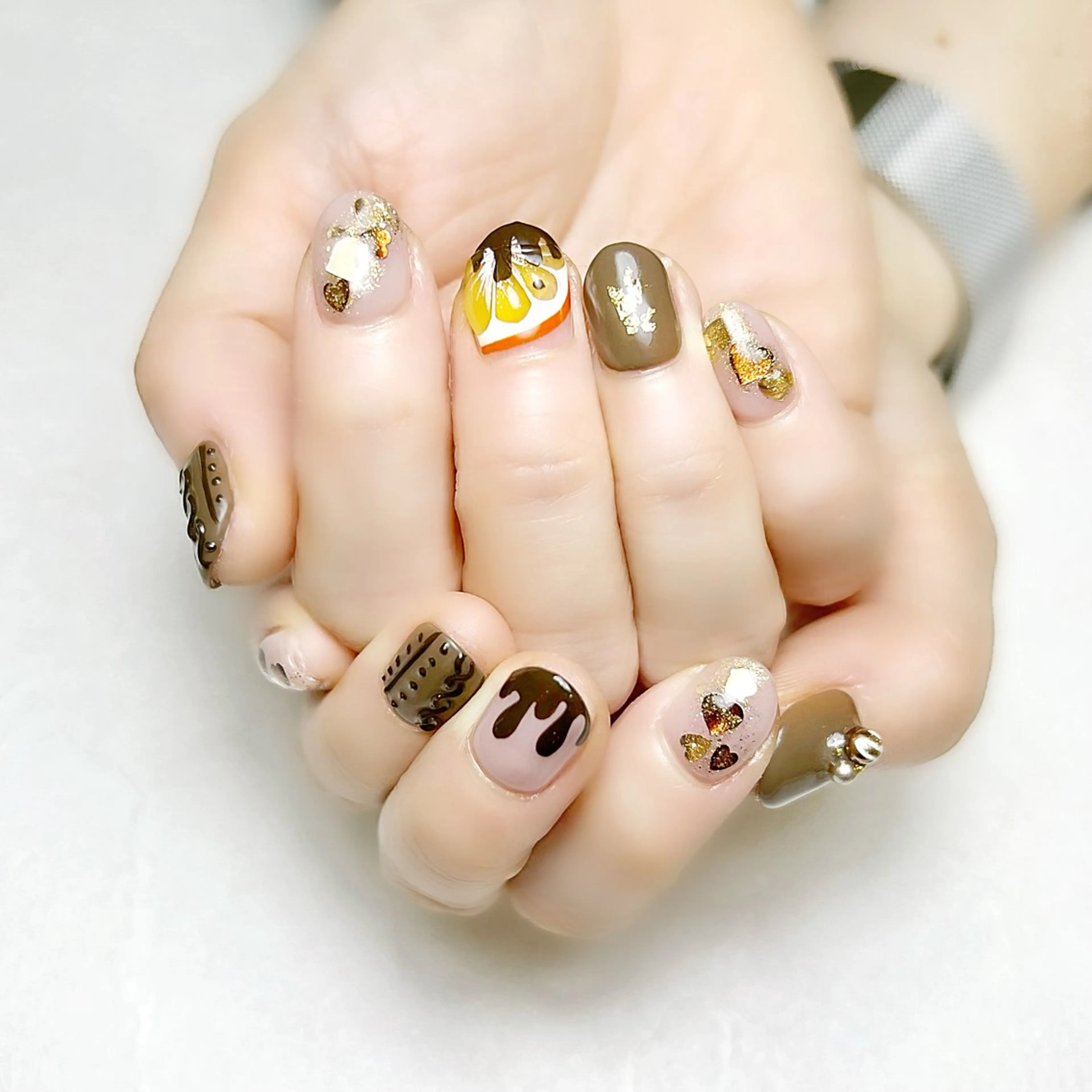 ネイル オレンジ バレンタイン rouse nail RISATOのネイルデザイン