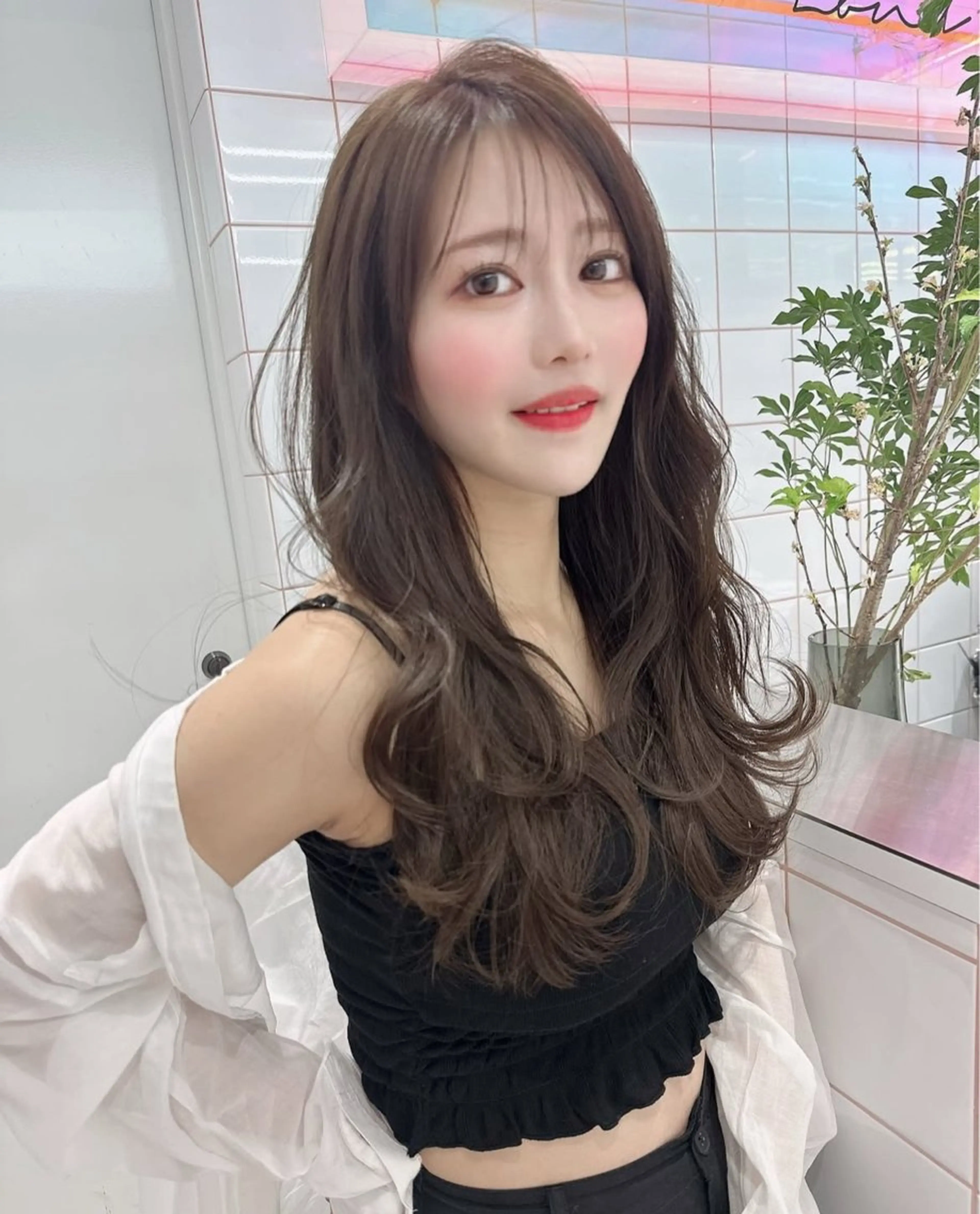 ロング ボブ ハイライト 髪質改善 Lond Lūna所属・みく/韓国風艶カラー /透明感カラーのヘアスタイル