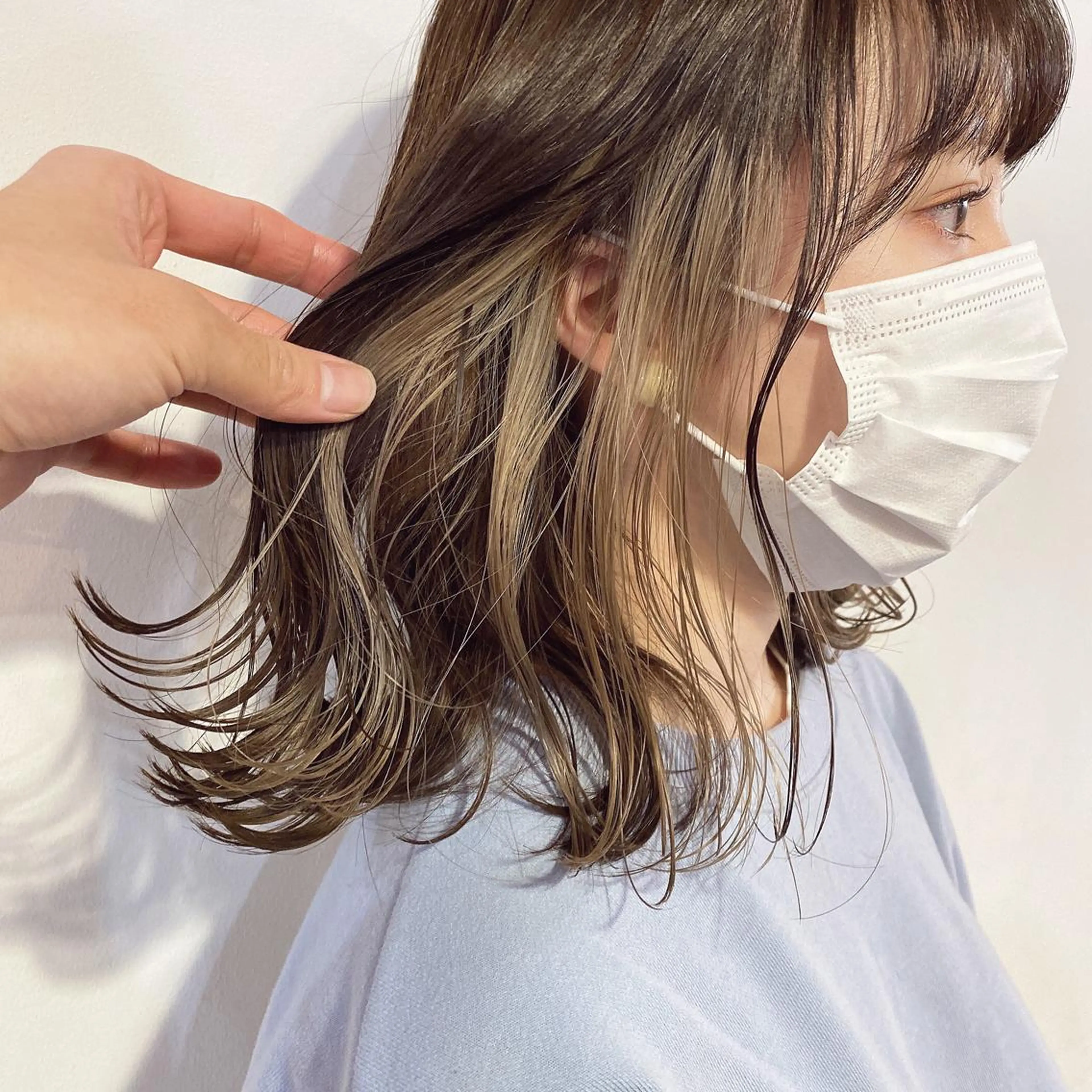 セミロング カラー ヘアアレンジ 切りっぱなしボブ/ デザインカラー店長のヘアスタイル