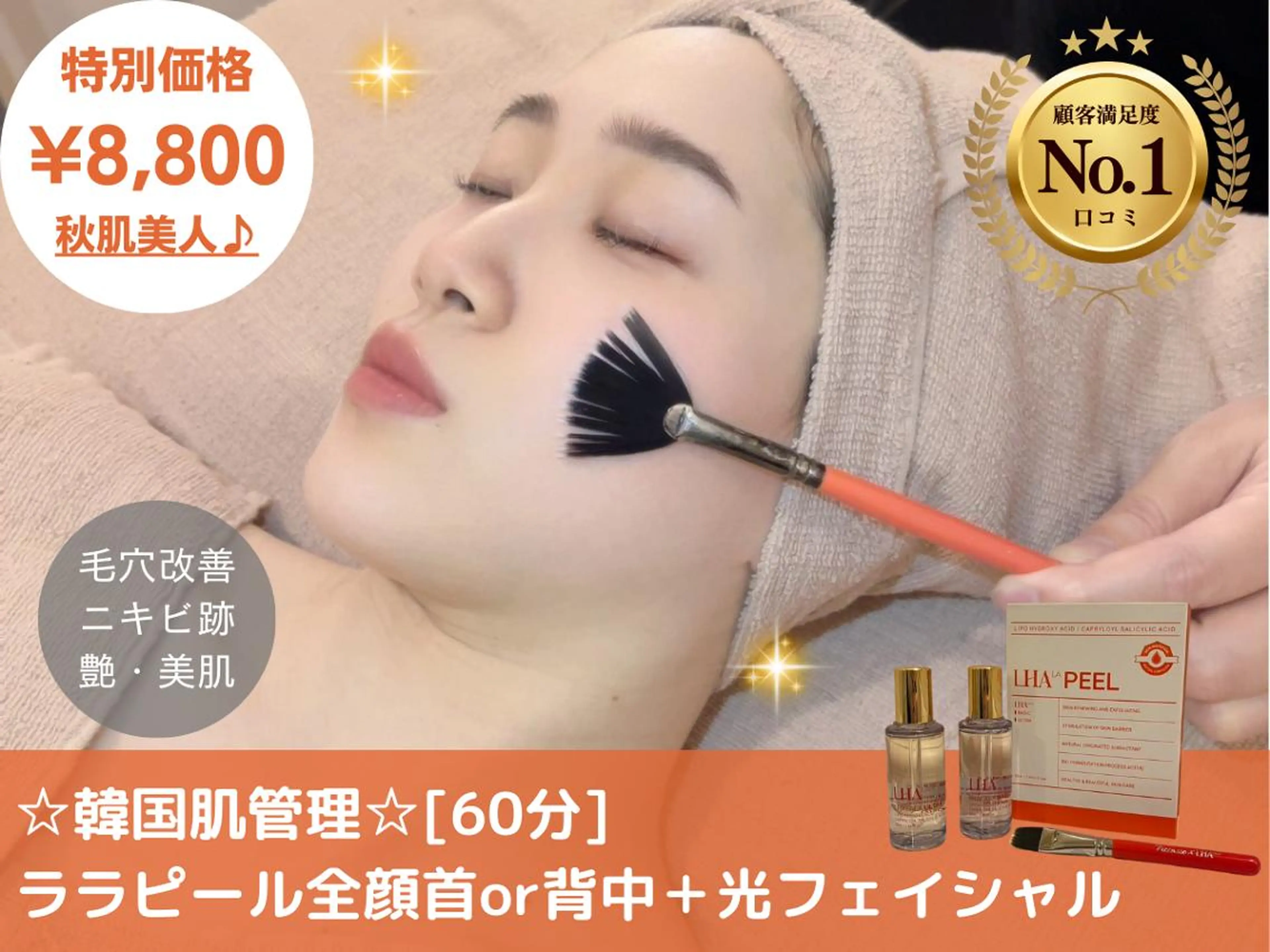 ララピール全顔首or背中+プラズマor IPL光フェイシャルの写真