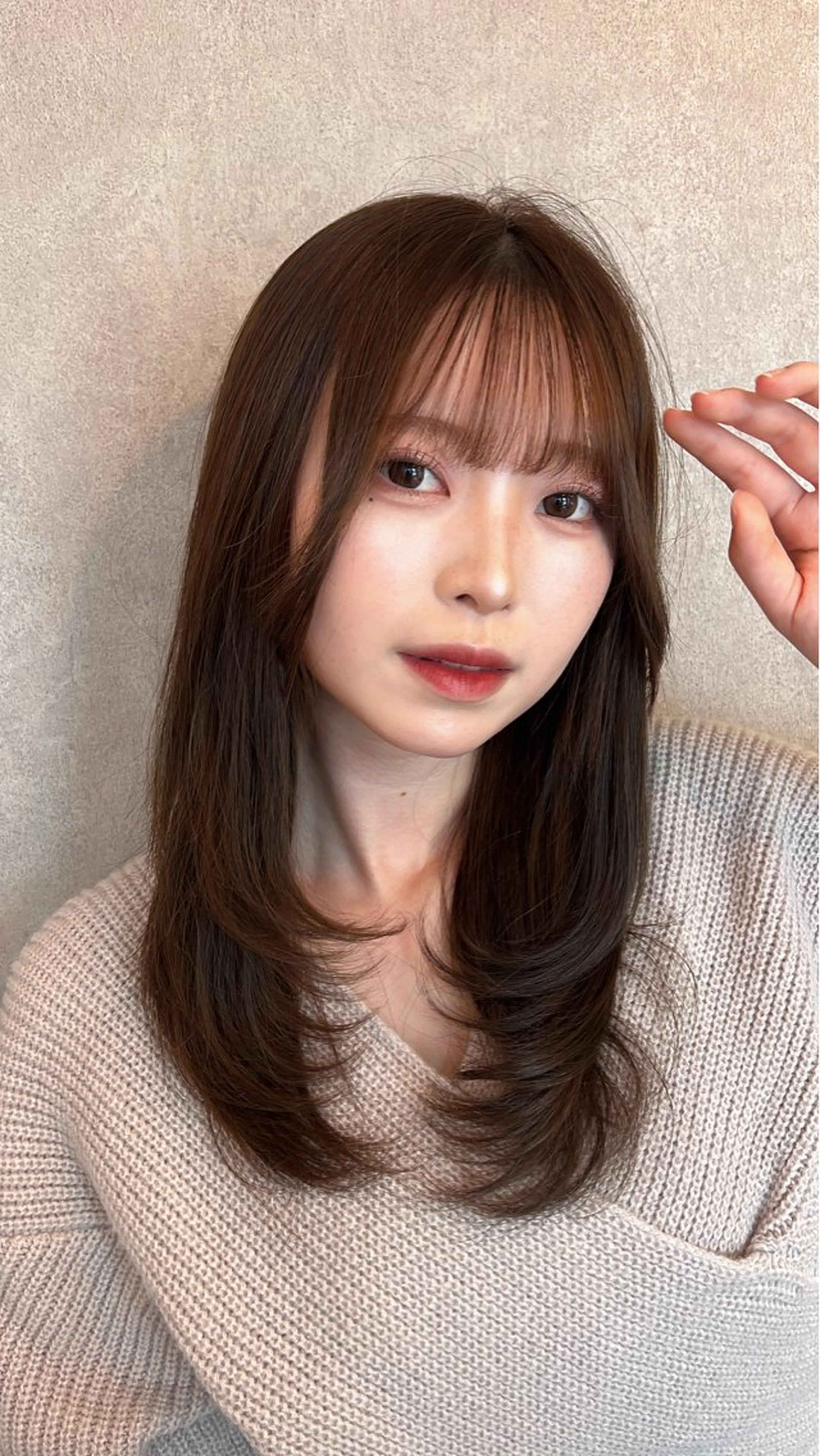 セミロング レイヤーカット ワンホンレイヤー カット ヘアカラー トリートメント 🎀しゅな/韓国 レイヤー/透明感♡のヘアスタイル