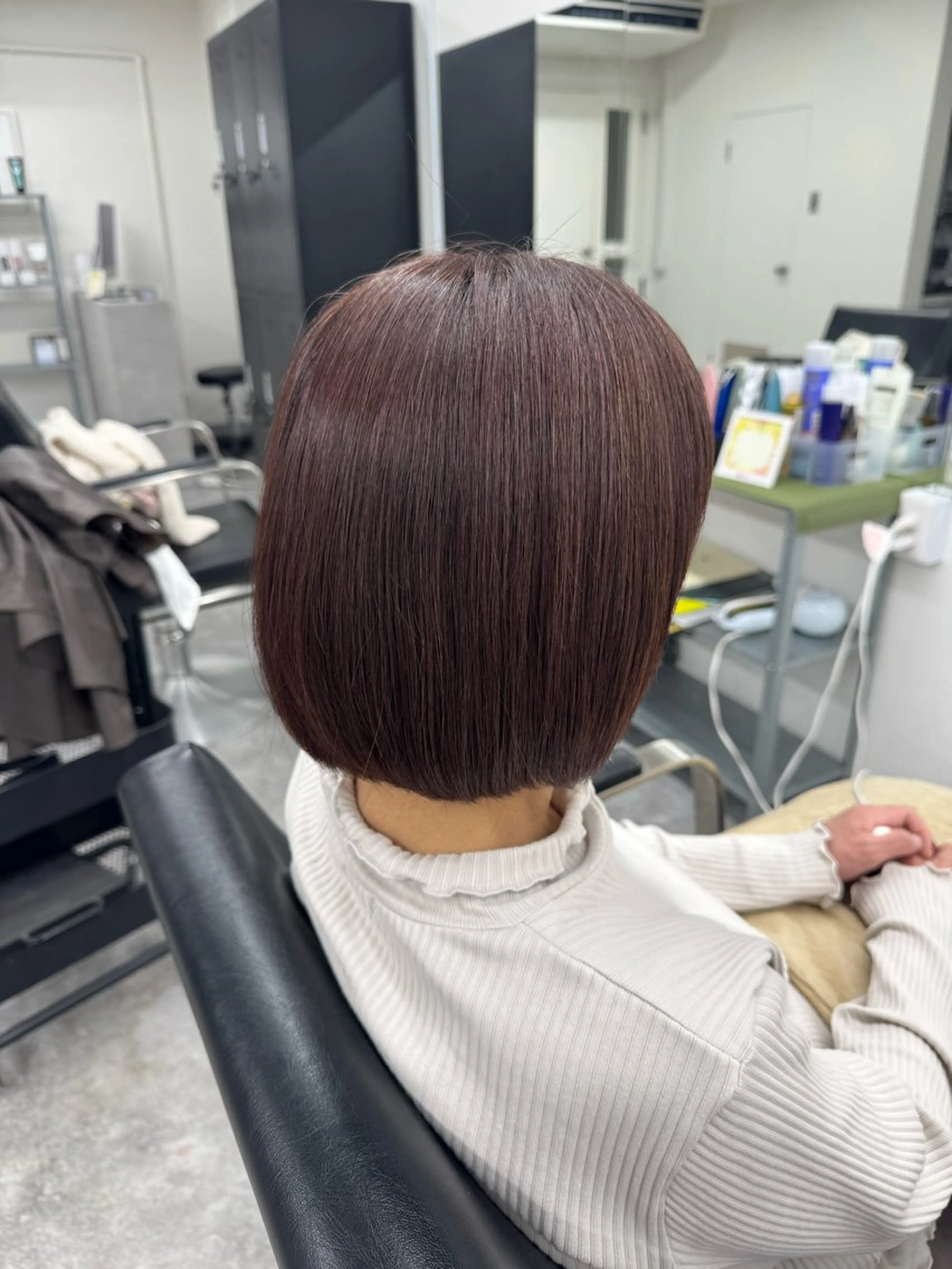 ショート ピンクブラウン ヘアカラー トリートメント Eir 神戸所属・髪質改善/縮毛矯正 長井 美佐子のヘアスタイル