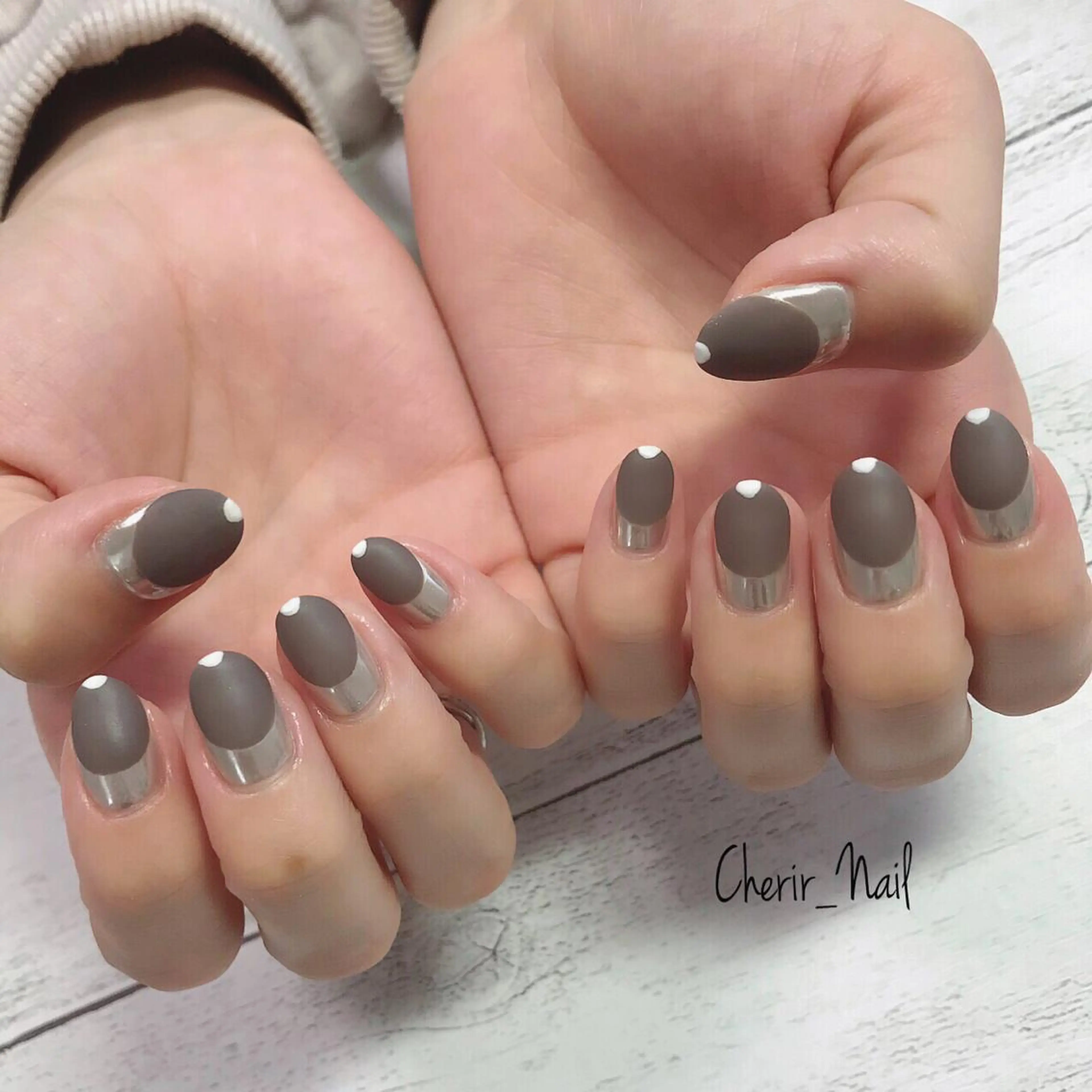 ネイル アートネイル フレンチネイル マットネイル ミラーネイル ニュアンスネイル Cherirnail kaoriのネイルデザイン