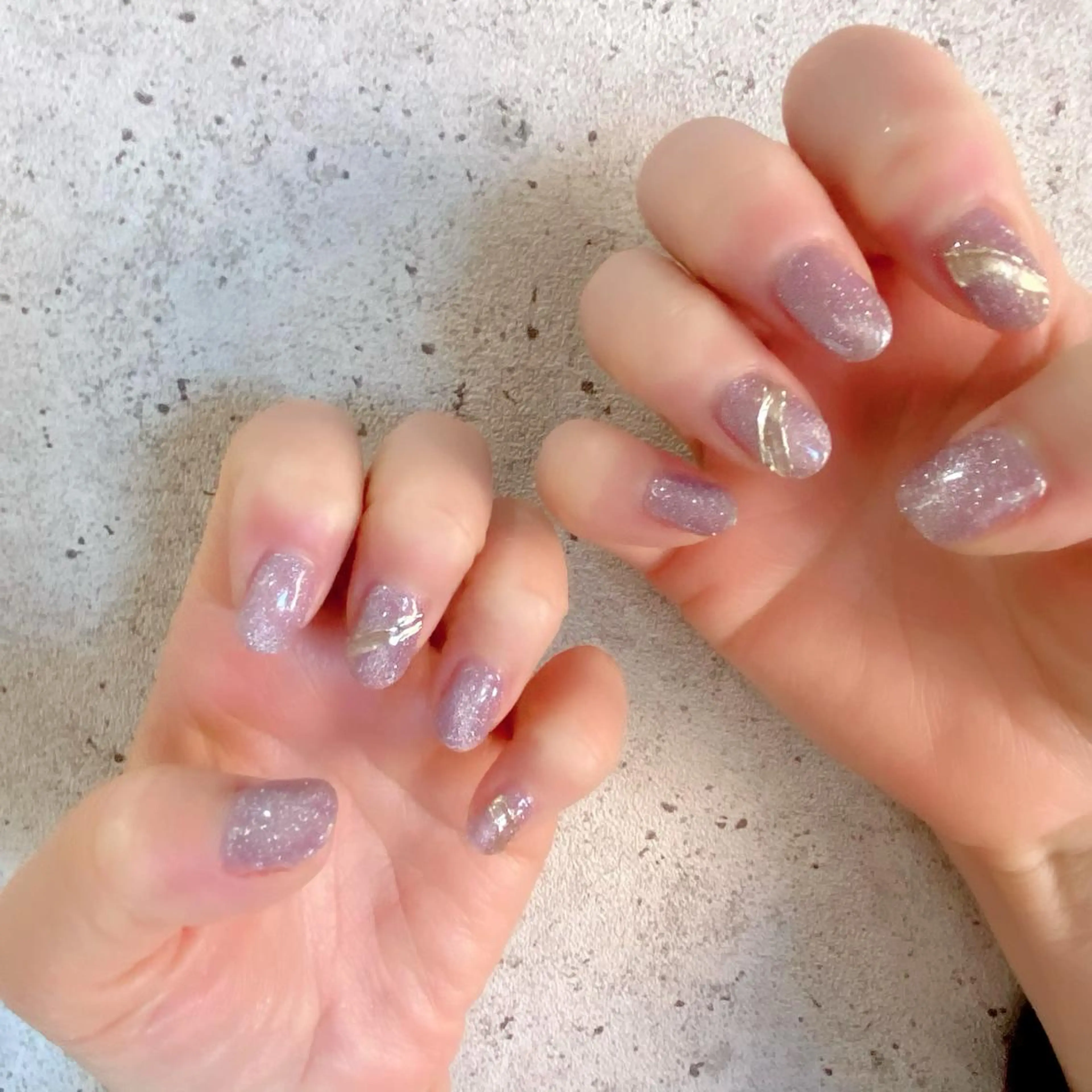 ショート カラー パーマ ヘアアレンジ メンズ キッズ ネイル マツエク・マツパ アイブロウ パープルカラー フラッシュネイル マグネットネイル パープル ハンドネイル Salon Kのネイルデザイン