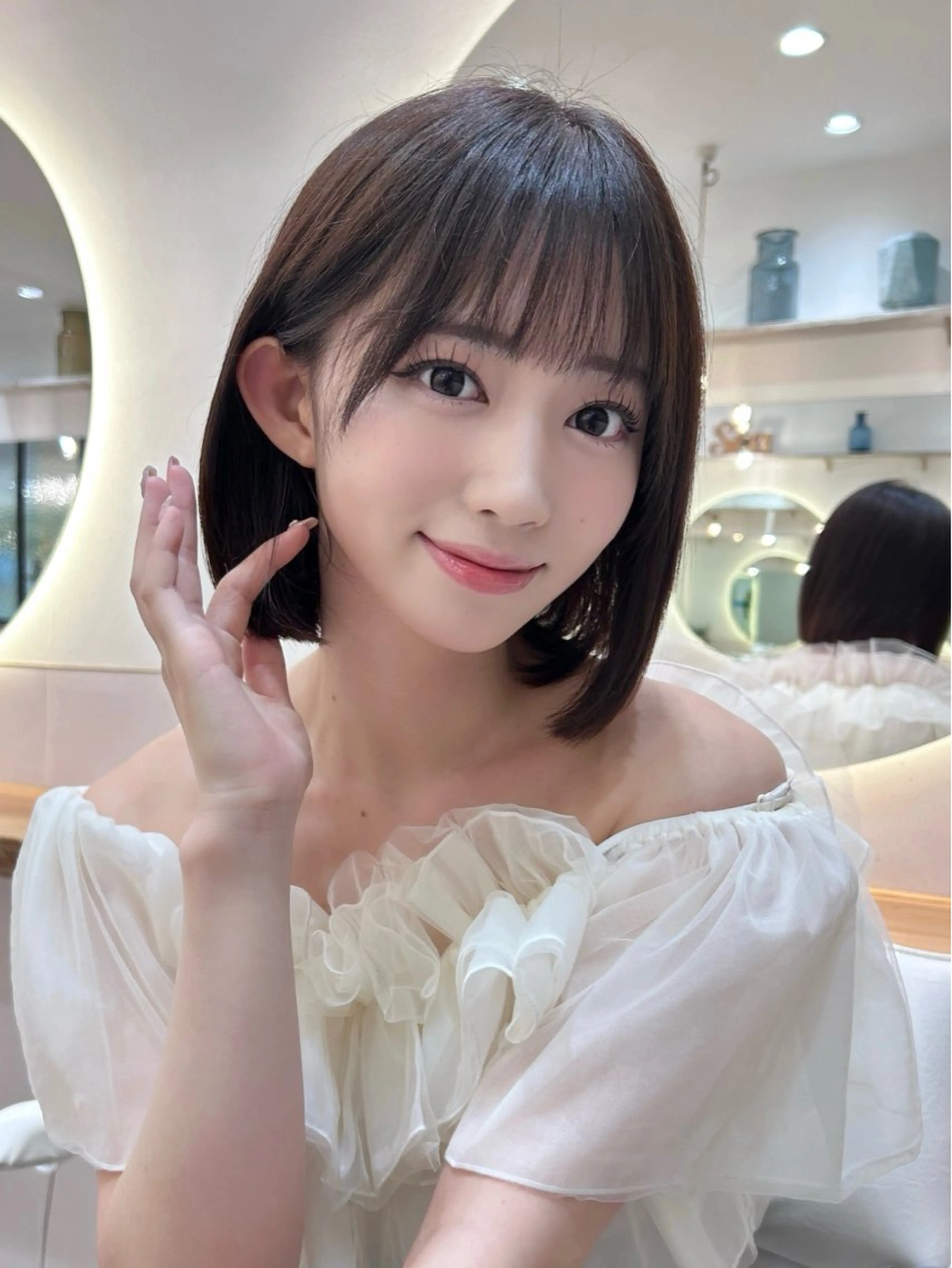 ショート ボブレイヤー ボブ くびれヘア 顔まわりレイヤー 顔周りカット カット トリートメント ボブ/レイヤーボブ/ 髪質改善/梶川 夏季のヘアスタイル