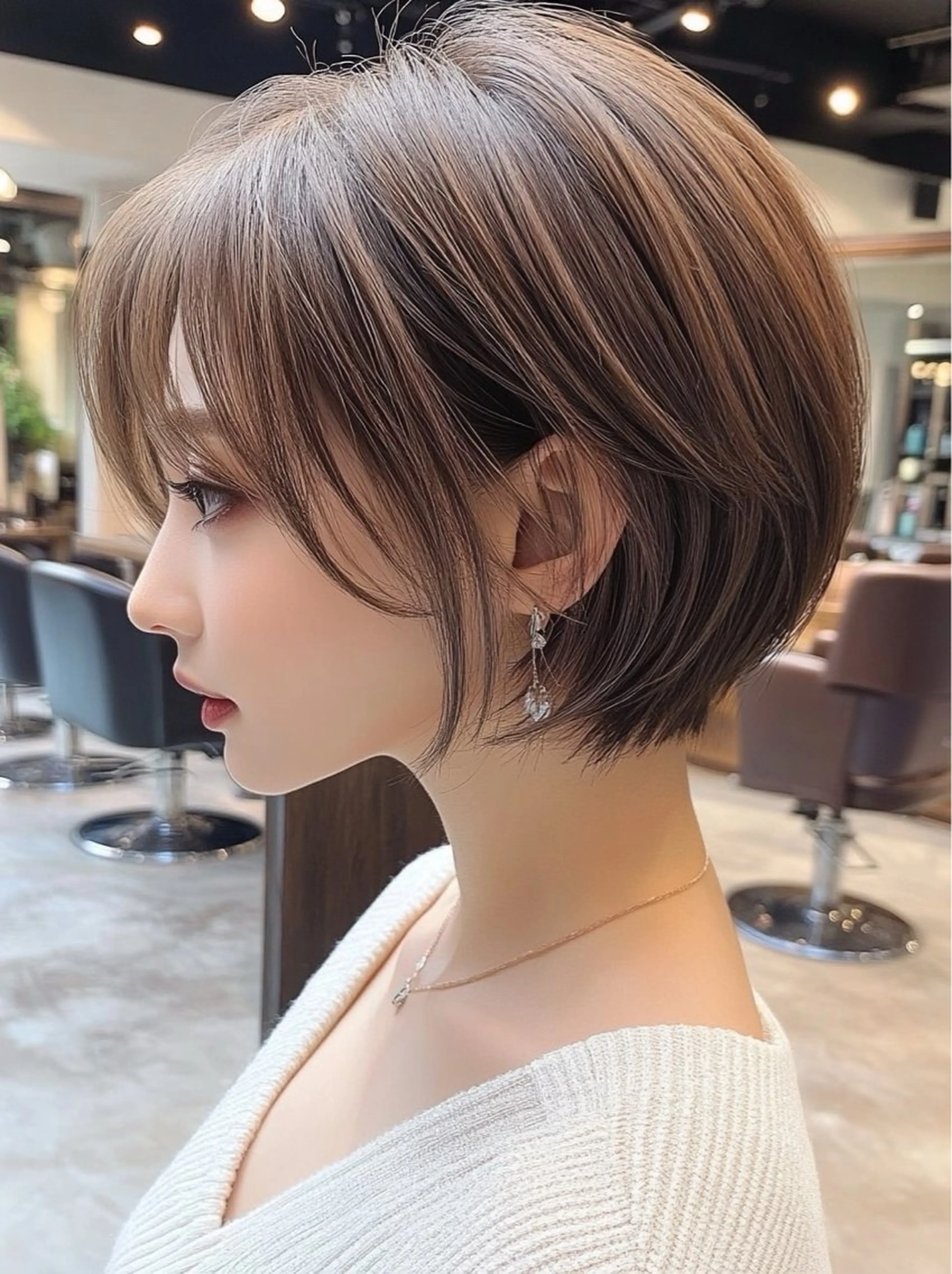 ショート カラー カット トリートメント レイヤー×顔周 り×髪質改善/MIUのヘアスタイル