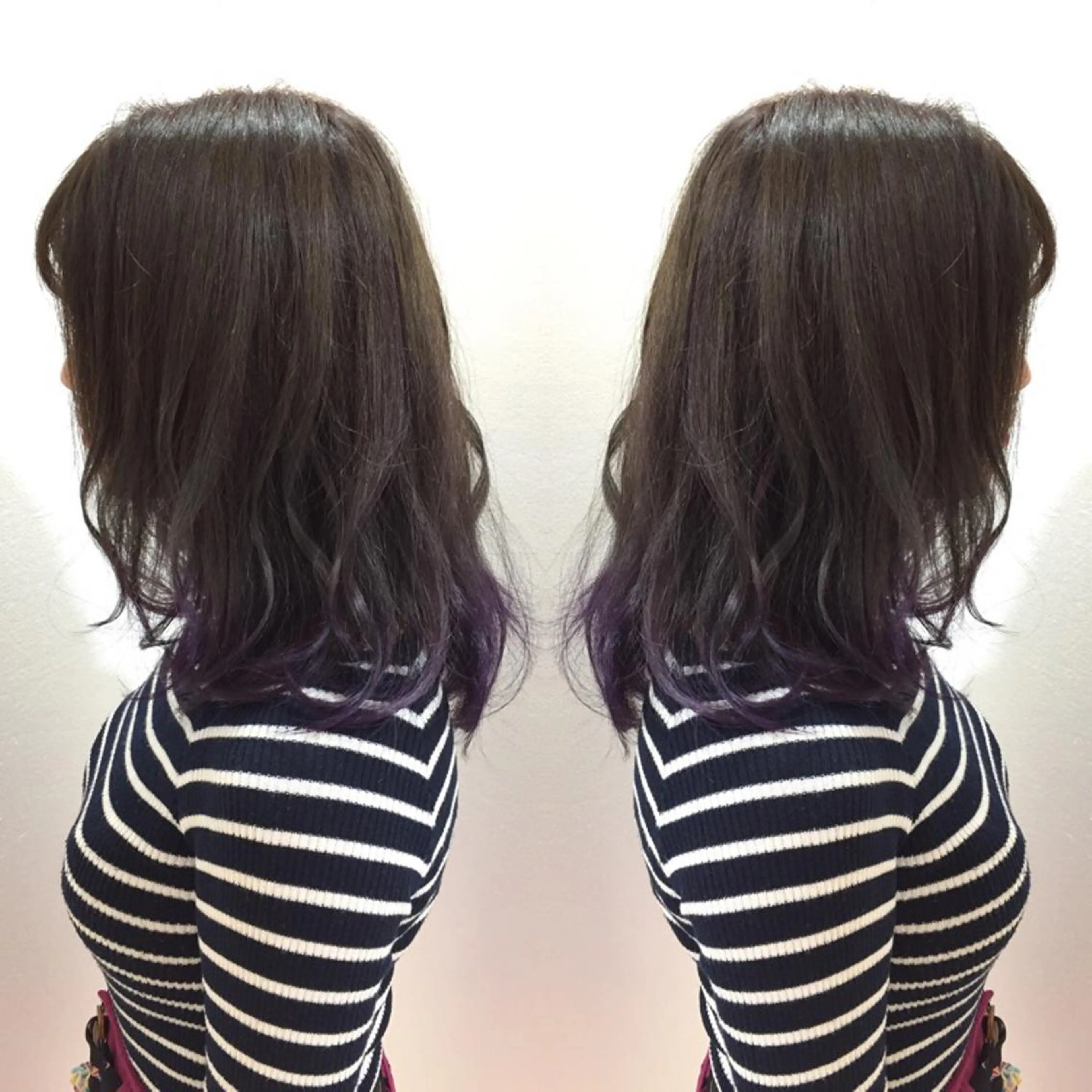 ミディアム カラー アッシュ パープルカラー 髪質改善特化サロン ICONIQ天神店のヘアスタイル