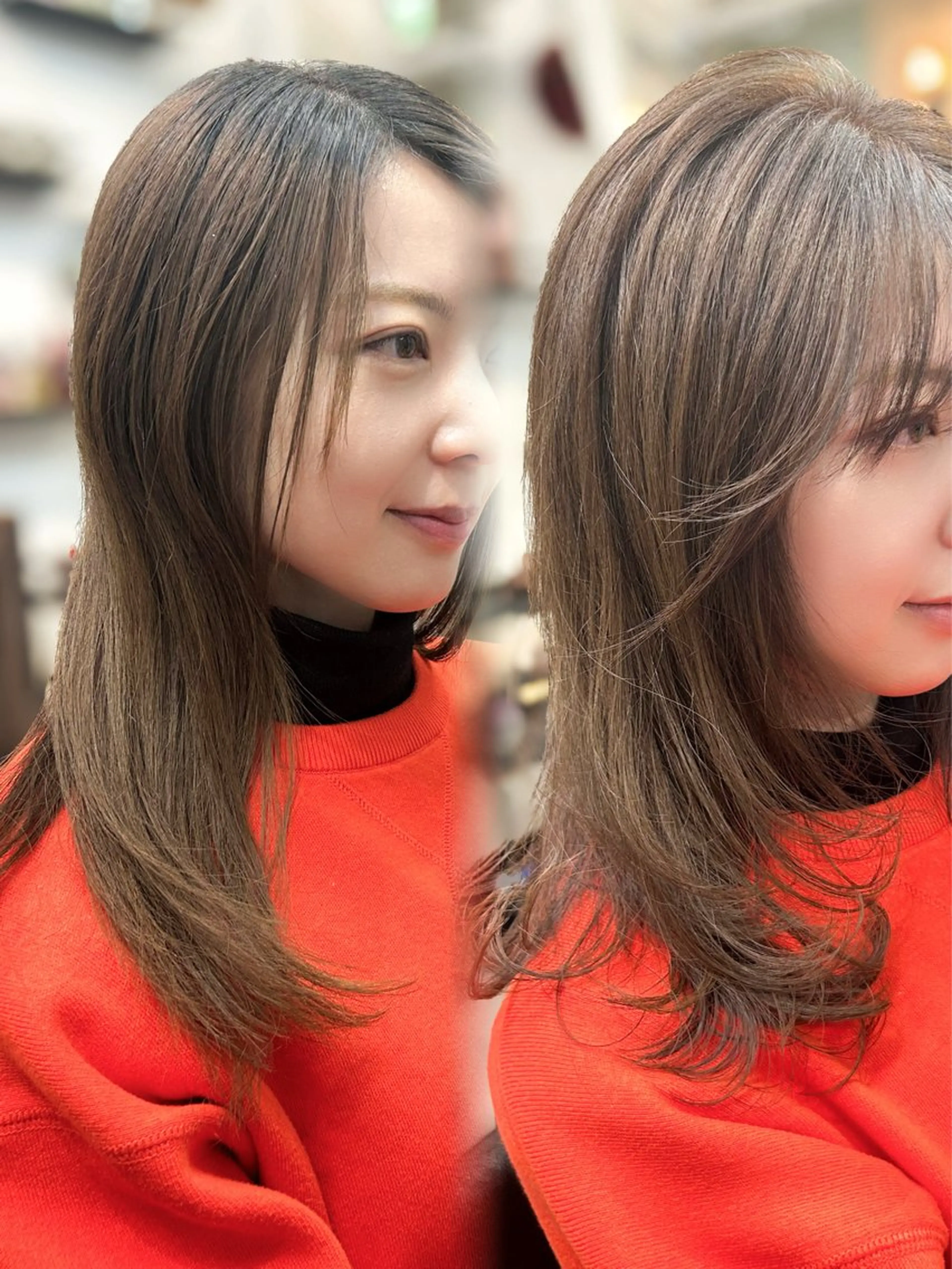 セミロング カット ヘアカラー トリートメント 顔周りレイヤー/ボブ 銀座✨中野まさひろのヘアスタイル