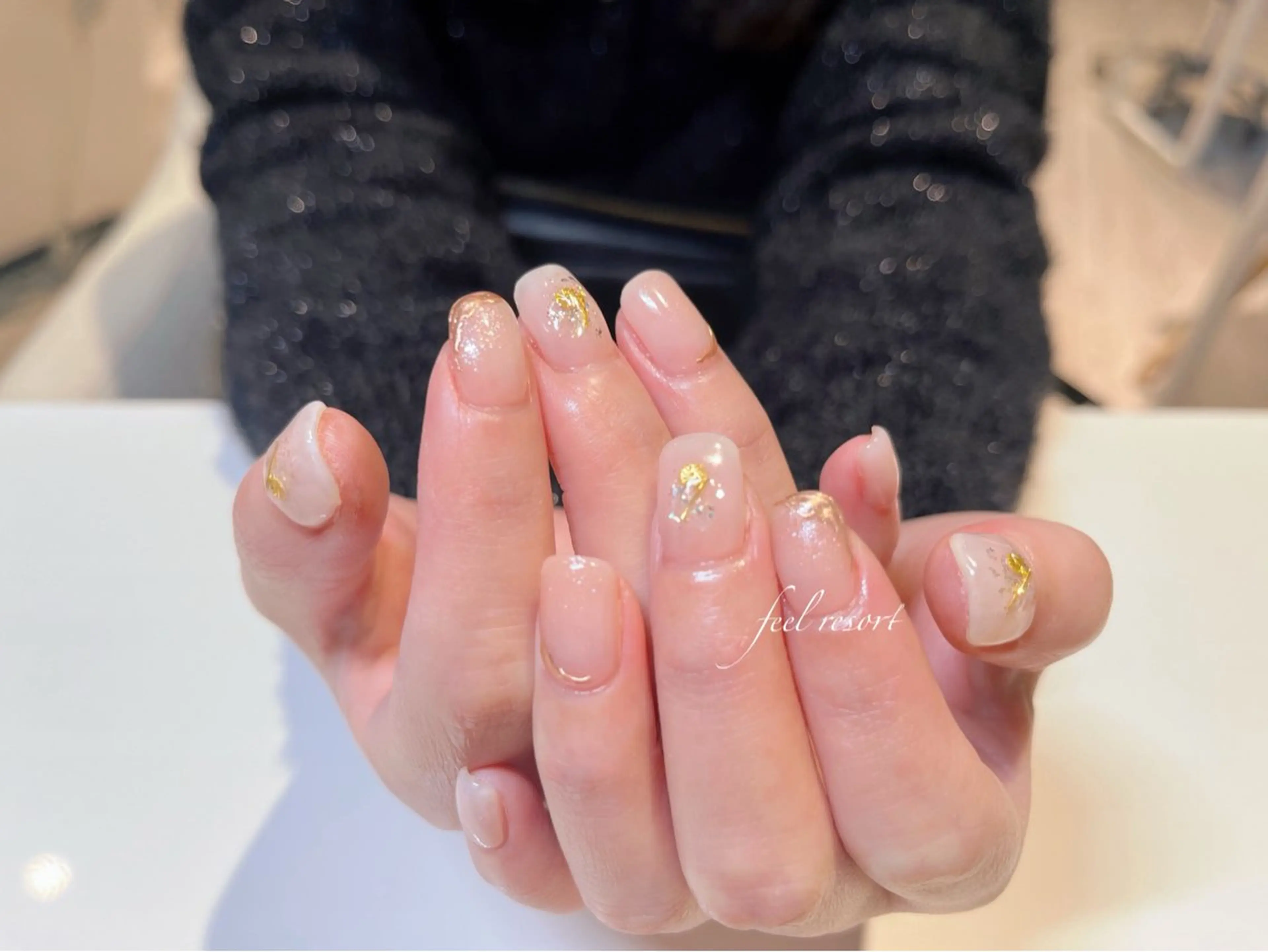 ネイル 長さ出し フットネイル フレンチネイル ジェルネイル ガラスフレンチ ハンドネイル Lien（リアン） 銀座駅6分のネイルデザイン