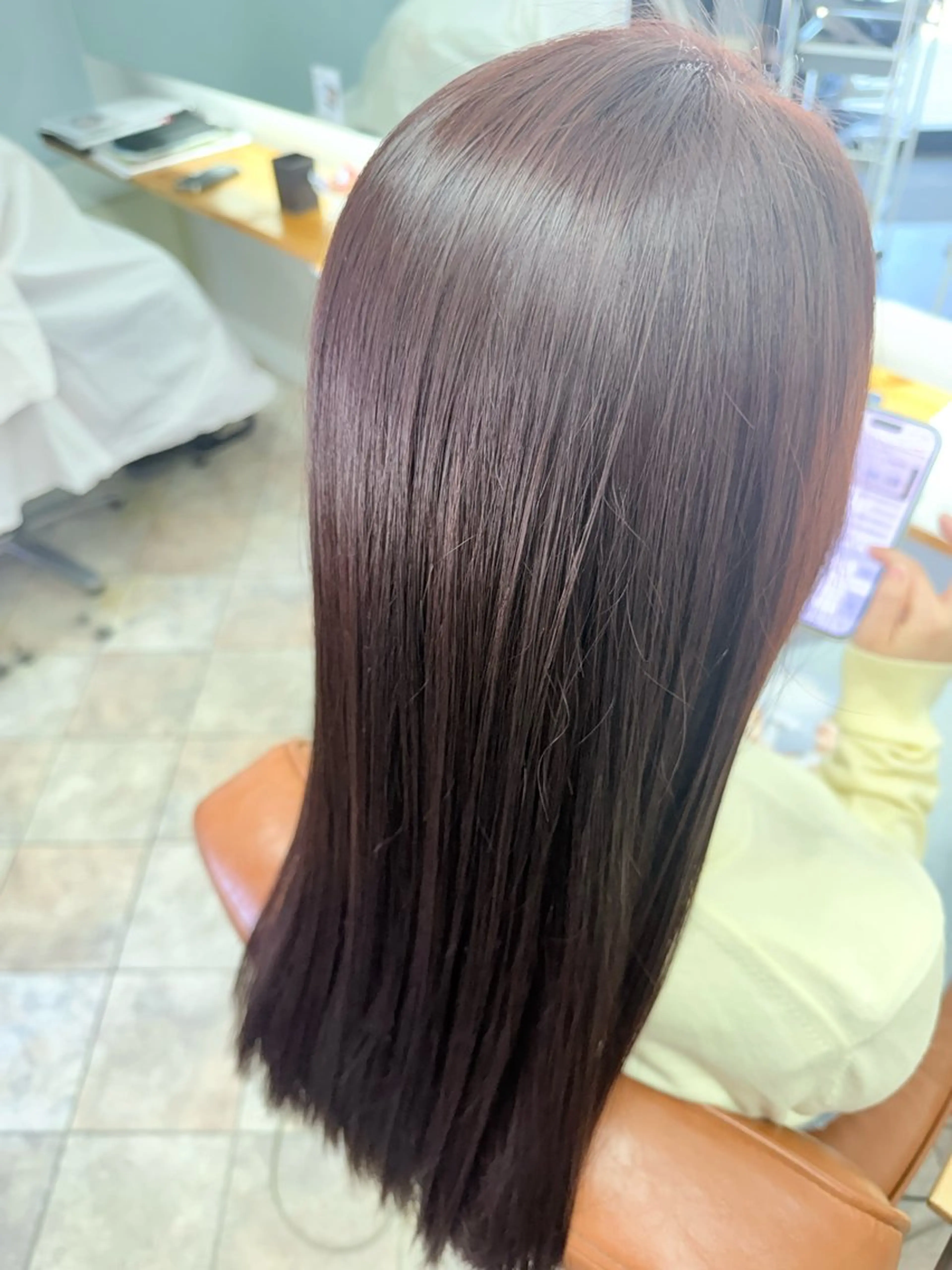 ロング カラー ボルドーカラー ブラウンカラー 永木 楓のヘアスタイル