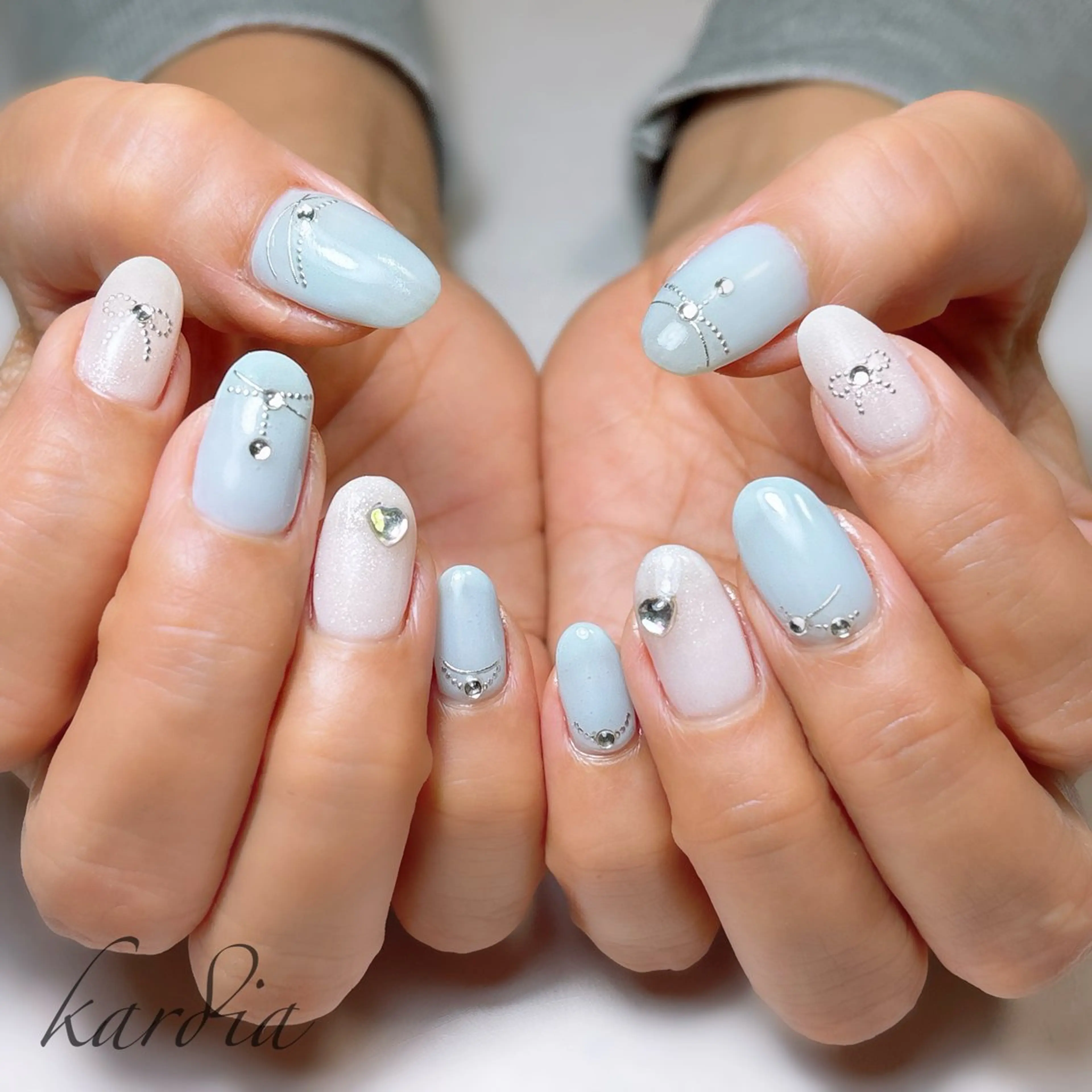 ネイル ハンドネイル καρδιά -ｶﾙﾃﾞｨｱ-のネイルデザイン