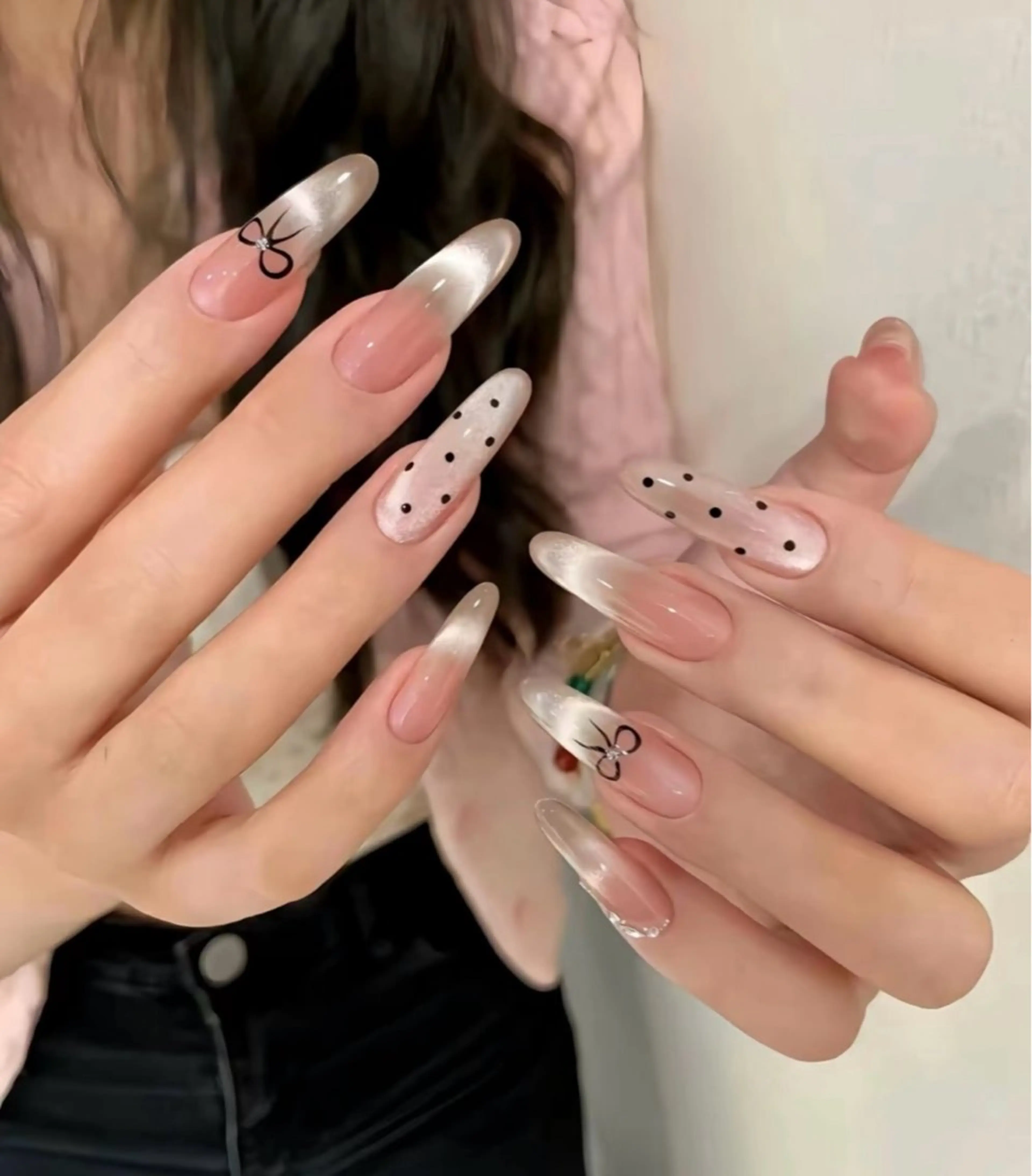 ネイル アートネイル チークネイル 長さ出し フラワーネイル ジェルネイル YK 美学院のネイルデザイン