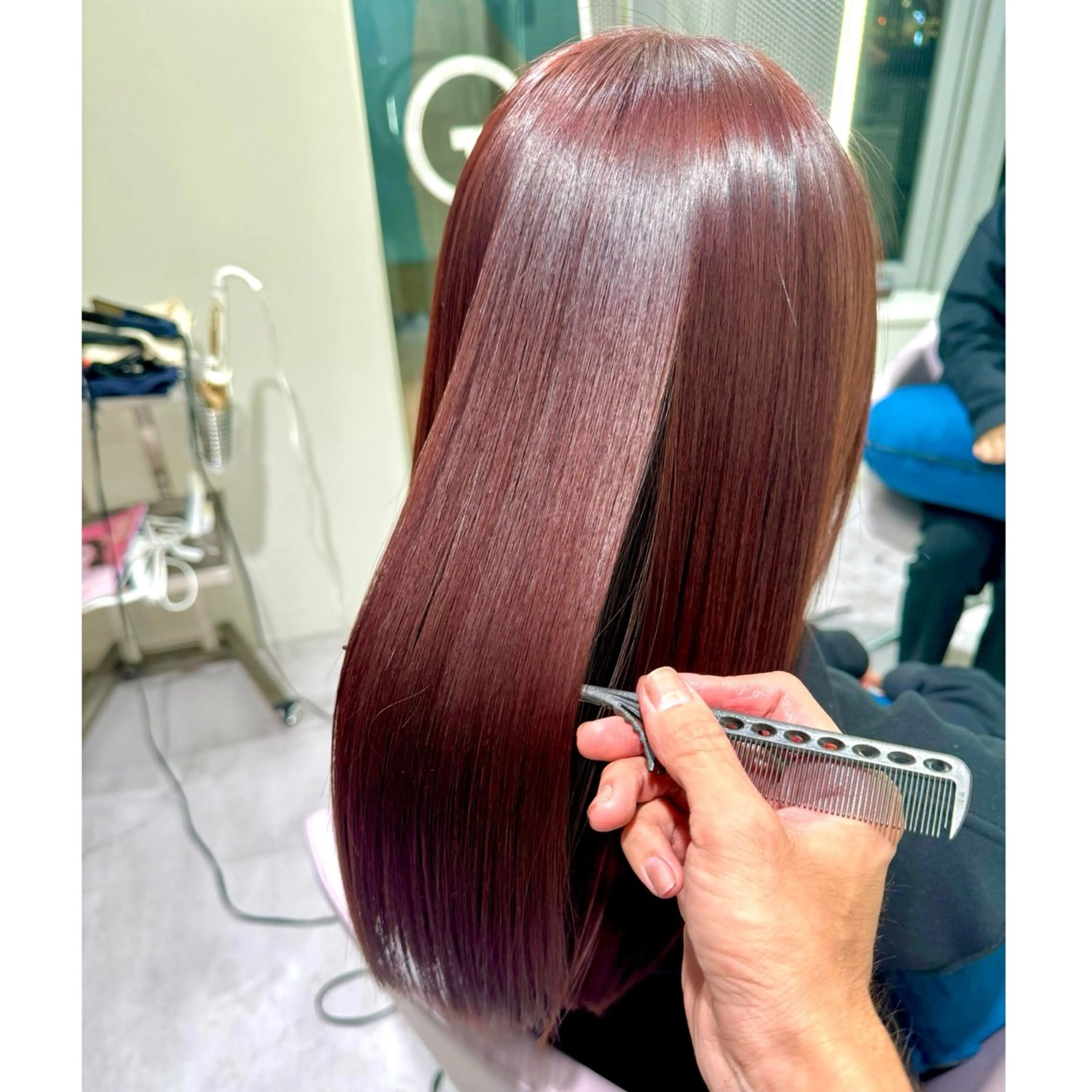 セミロング ケアカラー レッドブラウン 森 隆秀/韓国ヘアのヘアスタイル