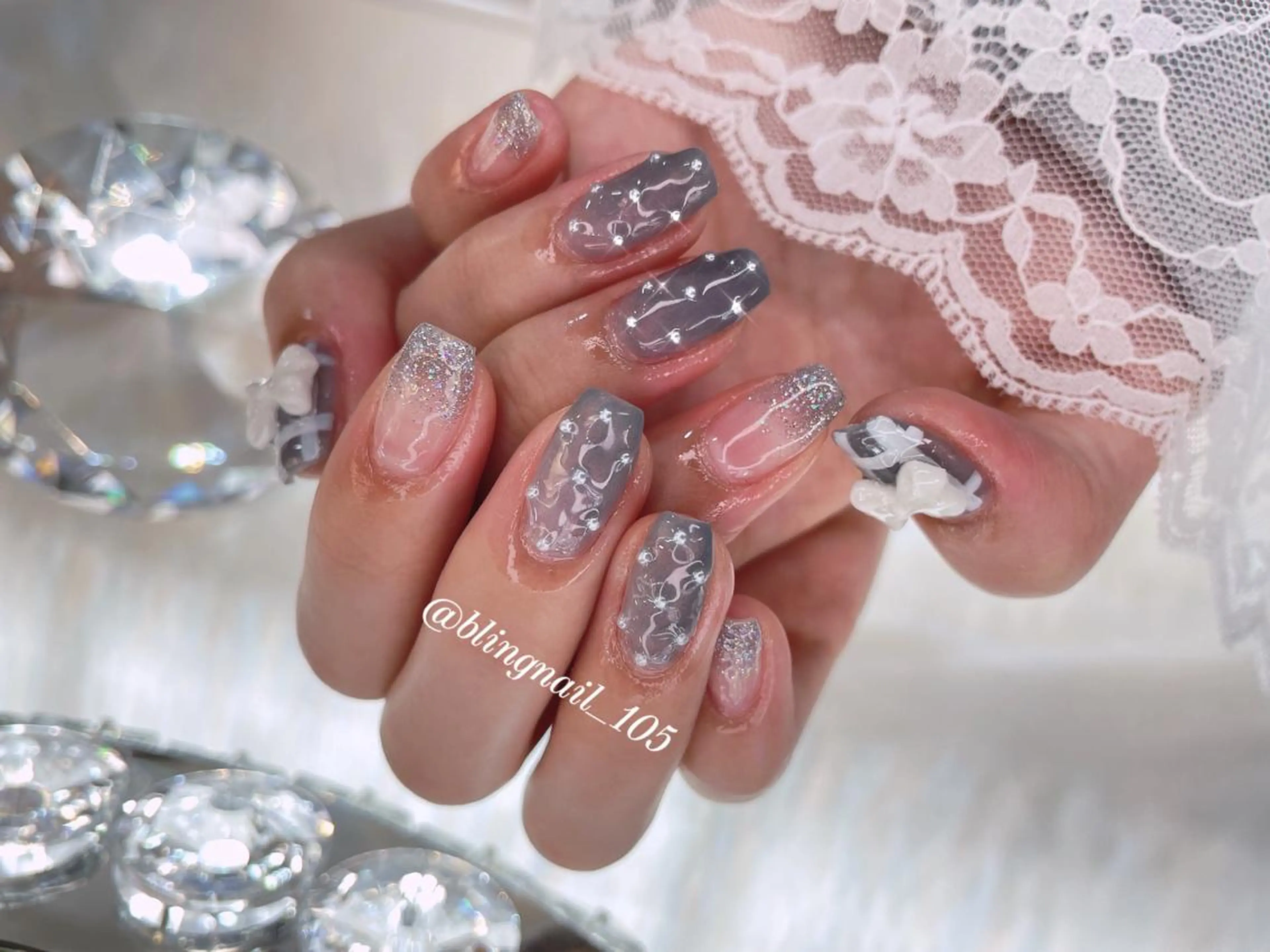 ネイル 23時まで❤︎韓国、 ワンホンネイルのネイルデザイン