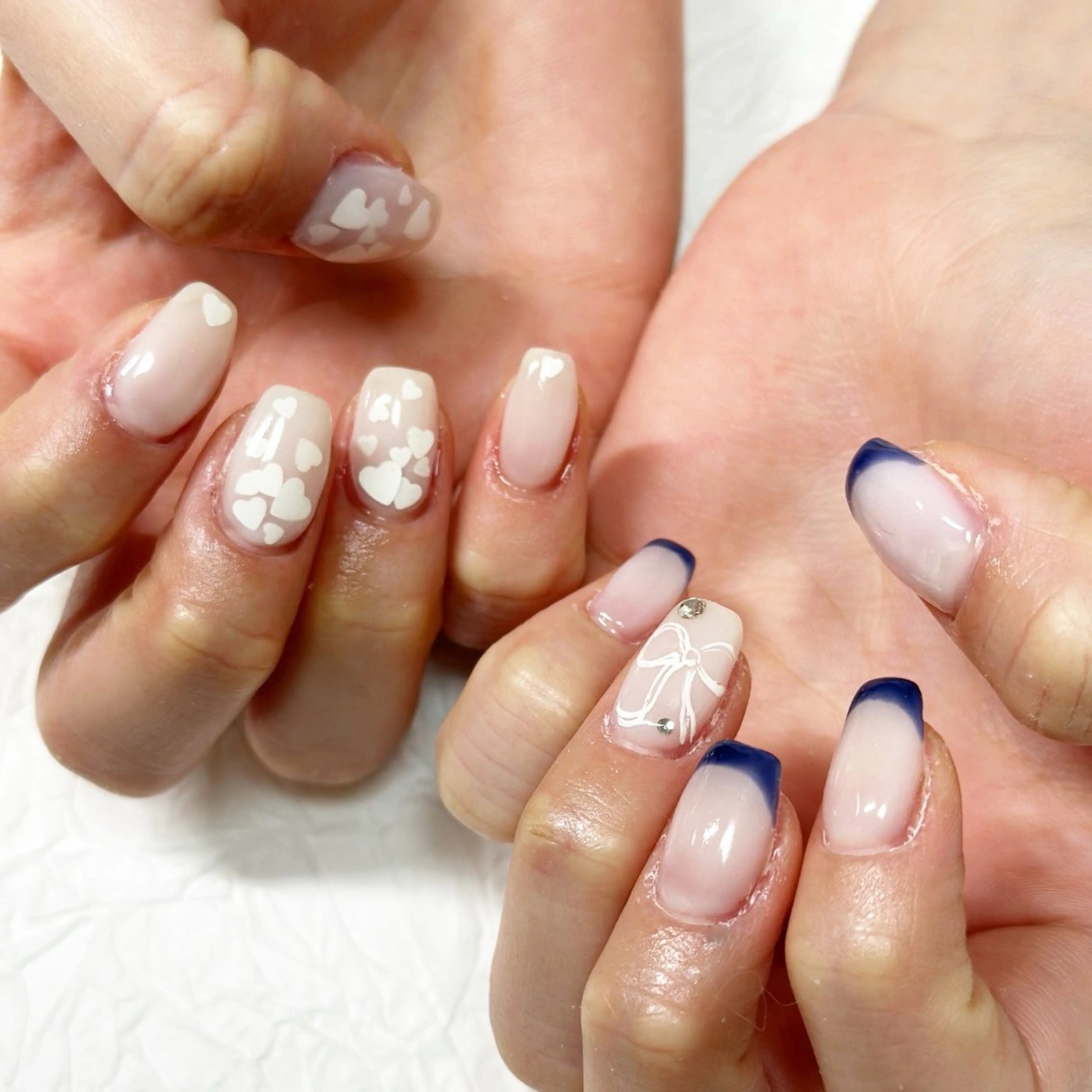ネイル フレンチネイル ハート リボン ♡Nailist yui♡のネイルデザイン