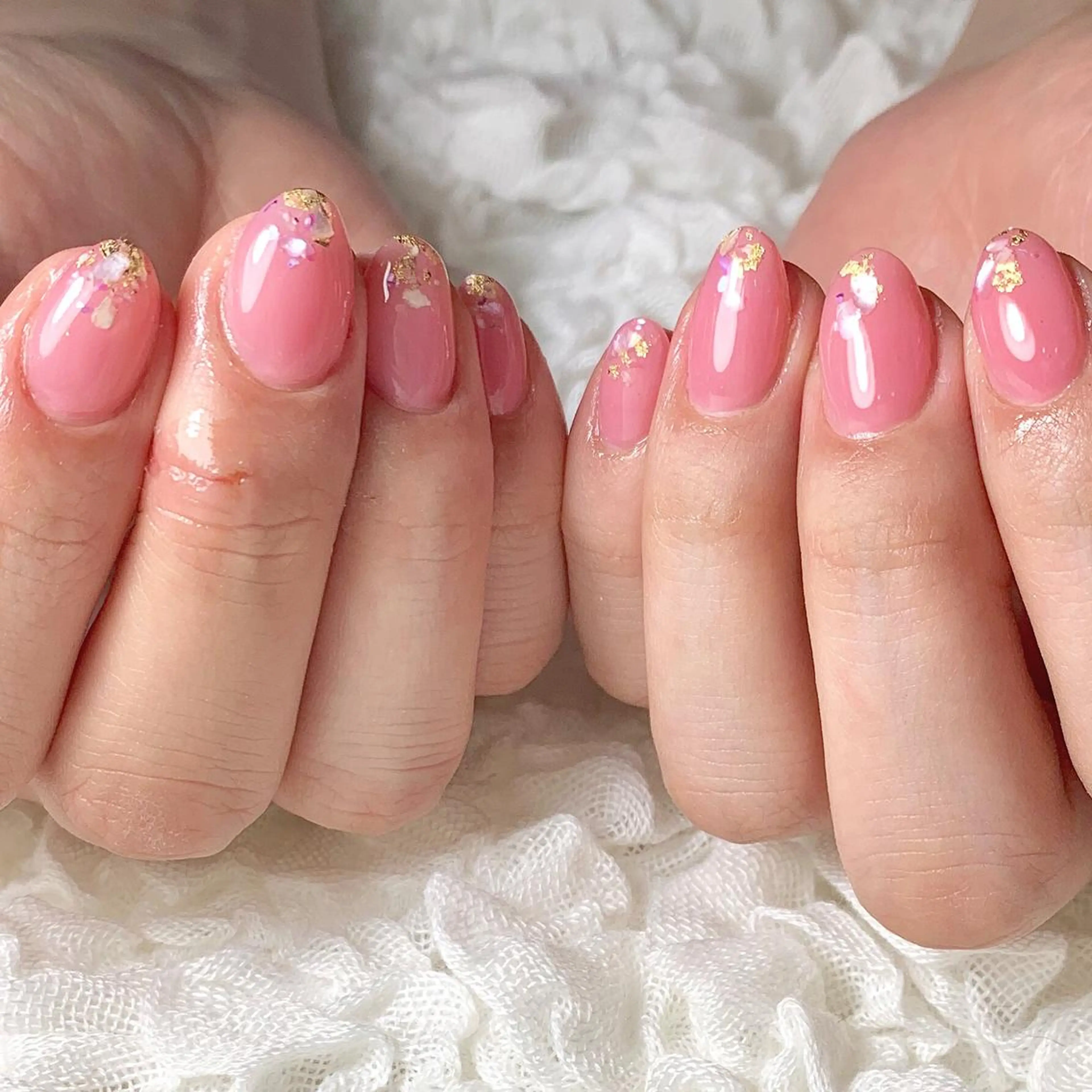 ネイル ジェルネイル 持ち込み ワンカラーネイル ピンク ハンドネイル 土屋 智子のエステ・リラクイメージ