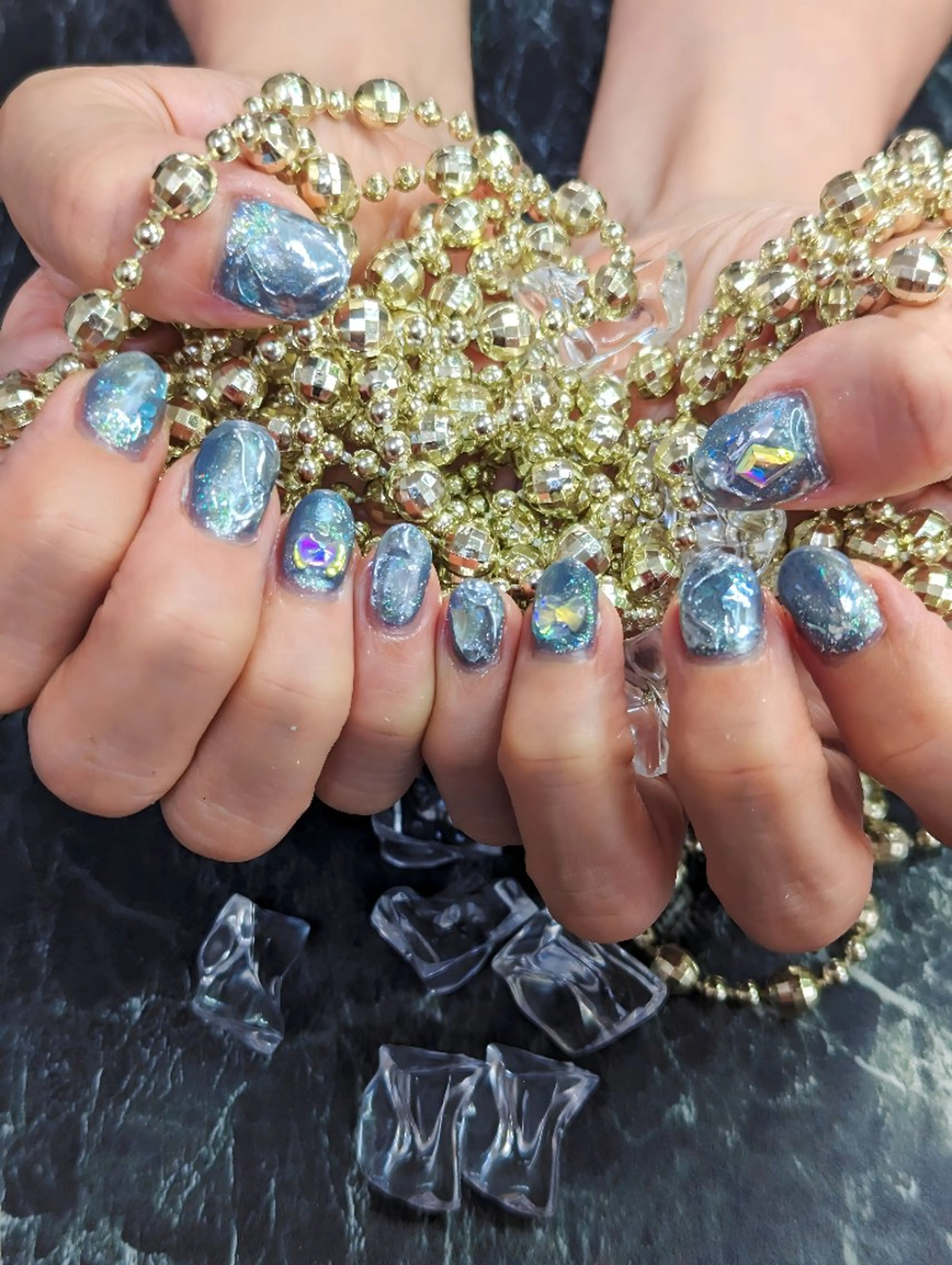 ネイル ブルー ニュアンスネイル Chianti Nailのネイルデザイン