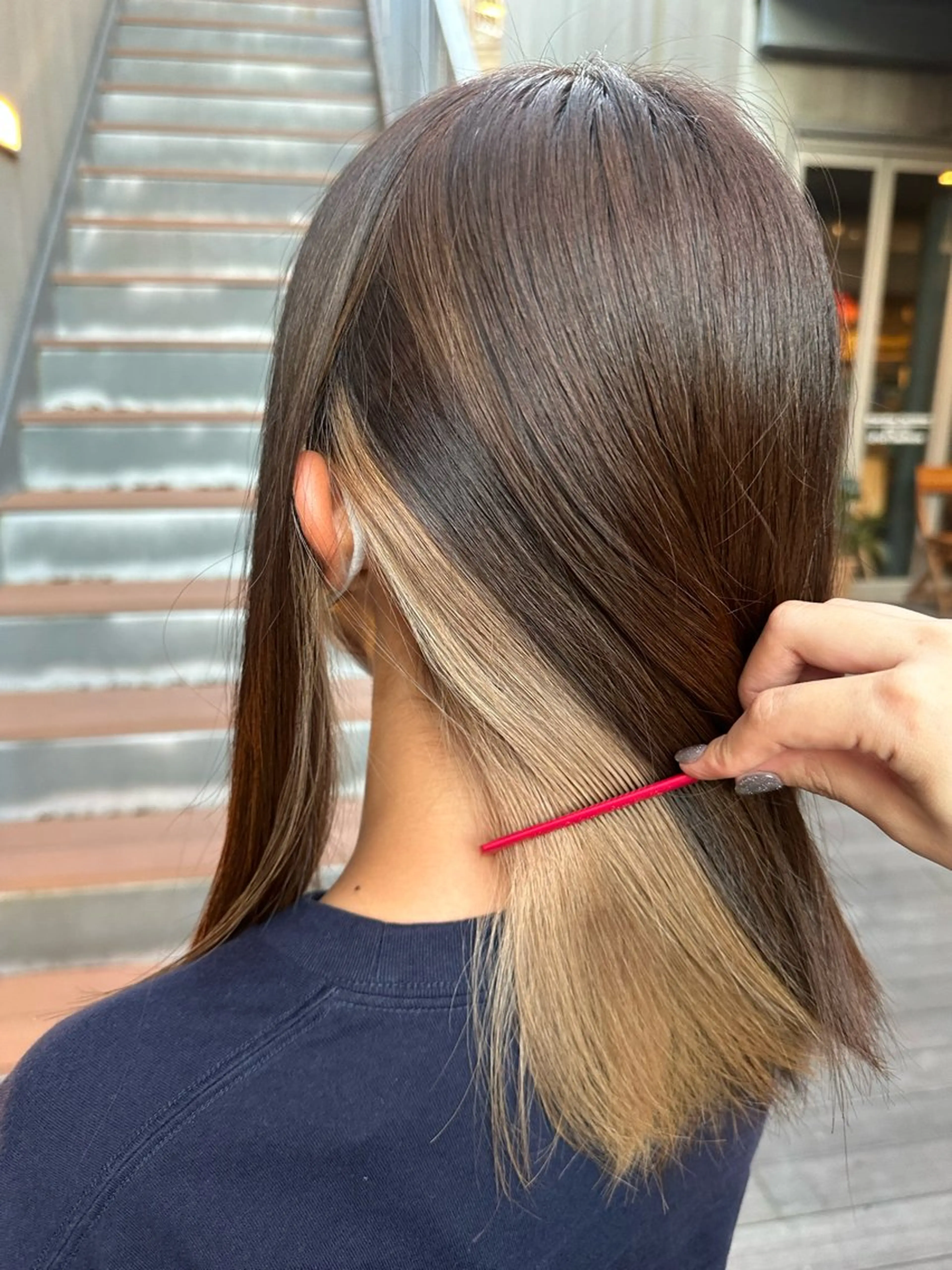 セミロング カラー 艶カラー/縮毛矯正/ ブリーチカラー/みなのヘアスタイル