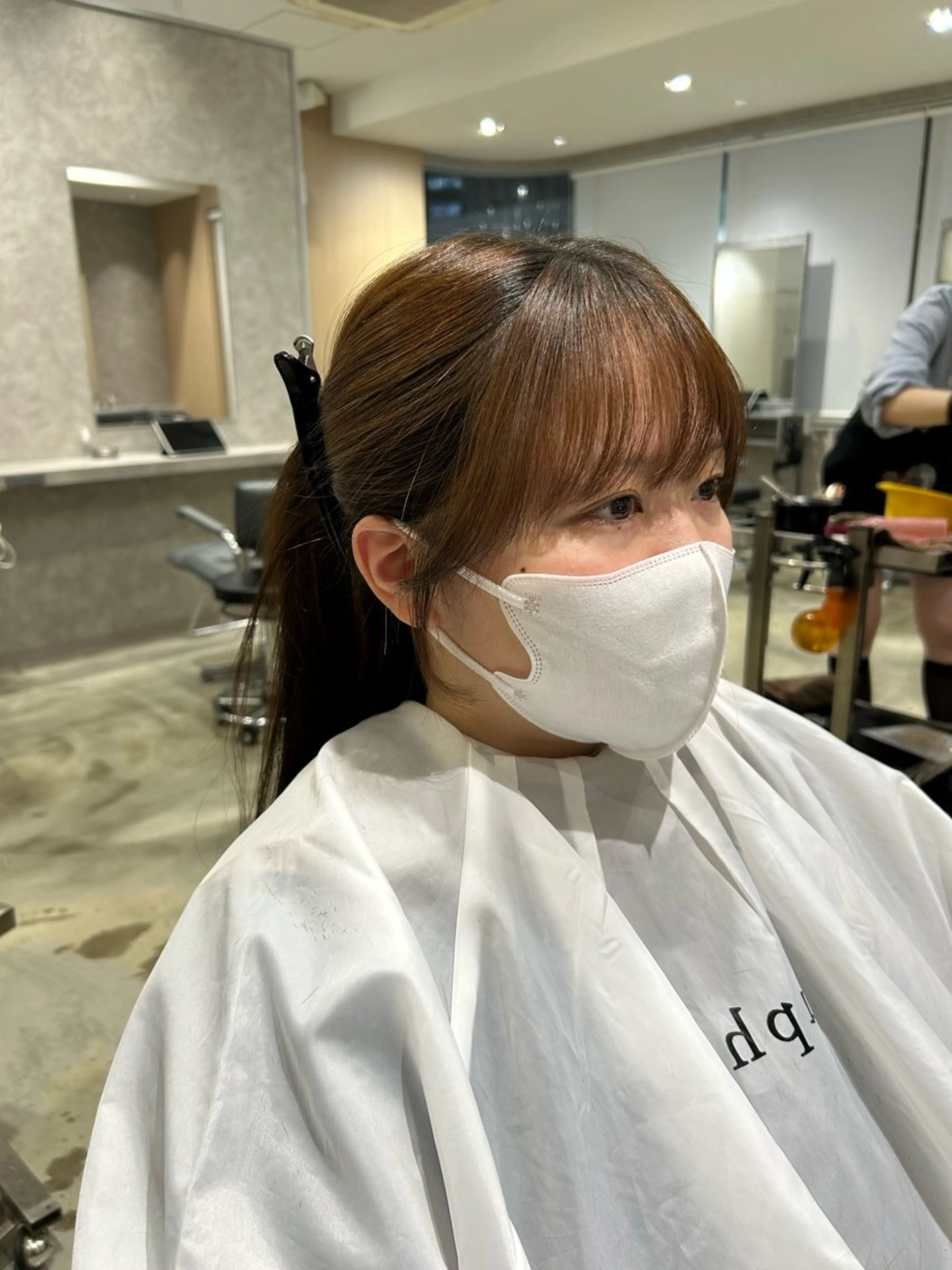 セミロング 顔周りカット 新宿ハイトーン/ カットモデル/のりかのヘアスタイル