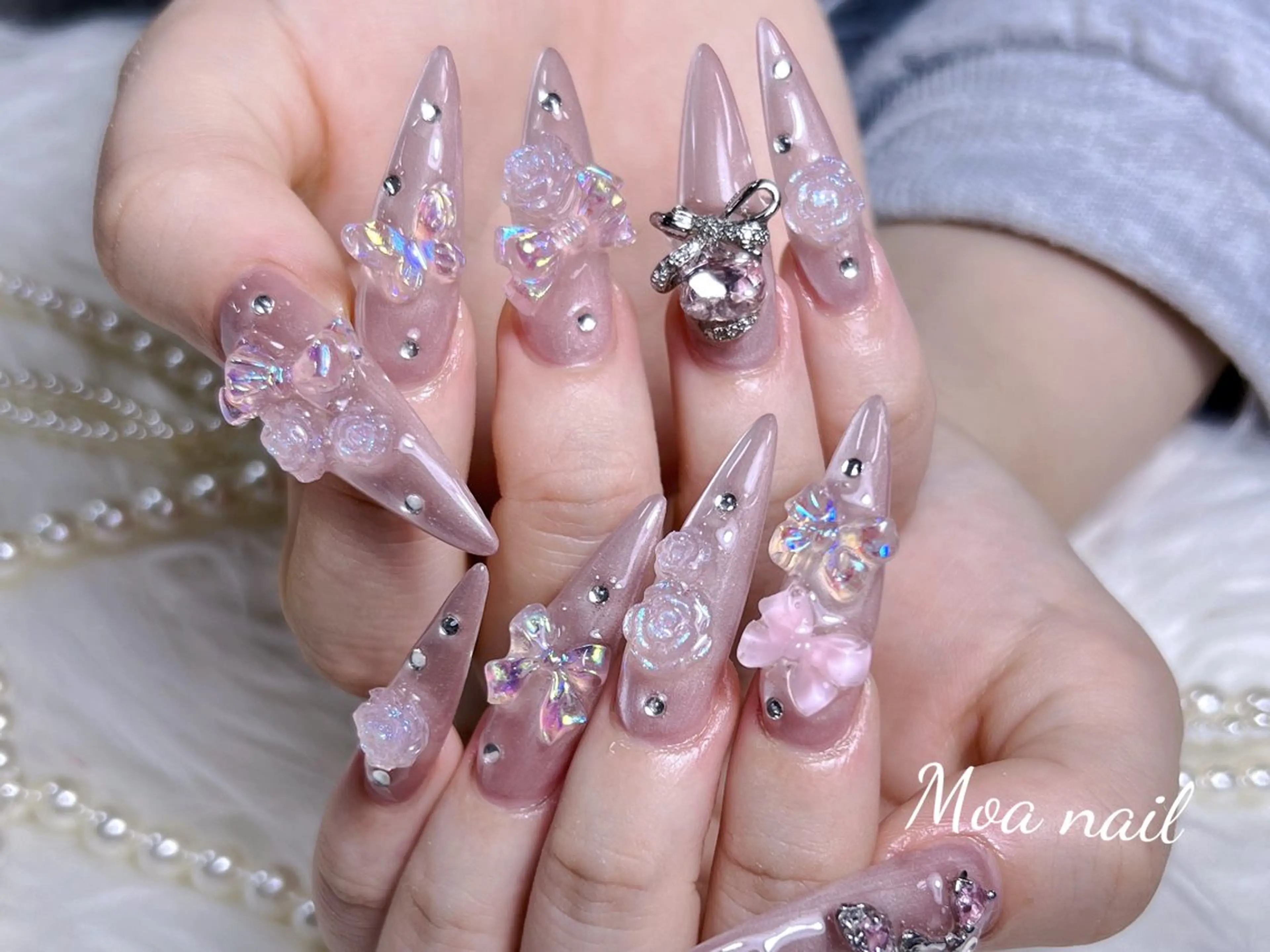 ネイル 長さ出し スカルプネイル ワンホンネイル ハンドネイル Moa nailのネイルデザイン