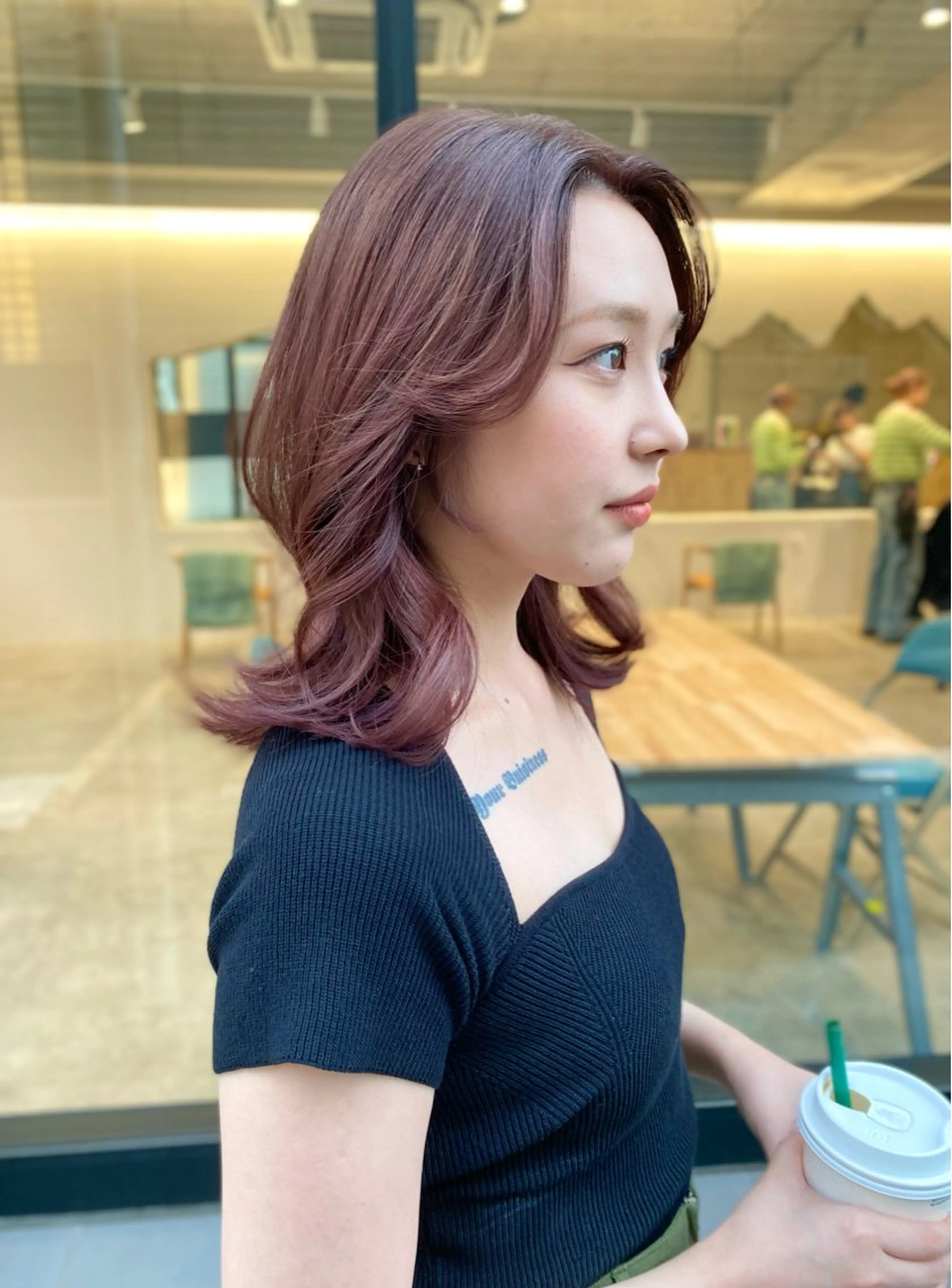 ミディアム カラー カット ヘアカラー トリートメント レイヤー/柔色 カラー/SAkiのヘアスタイル