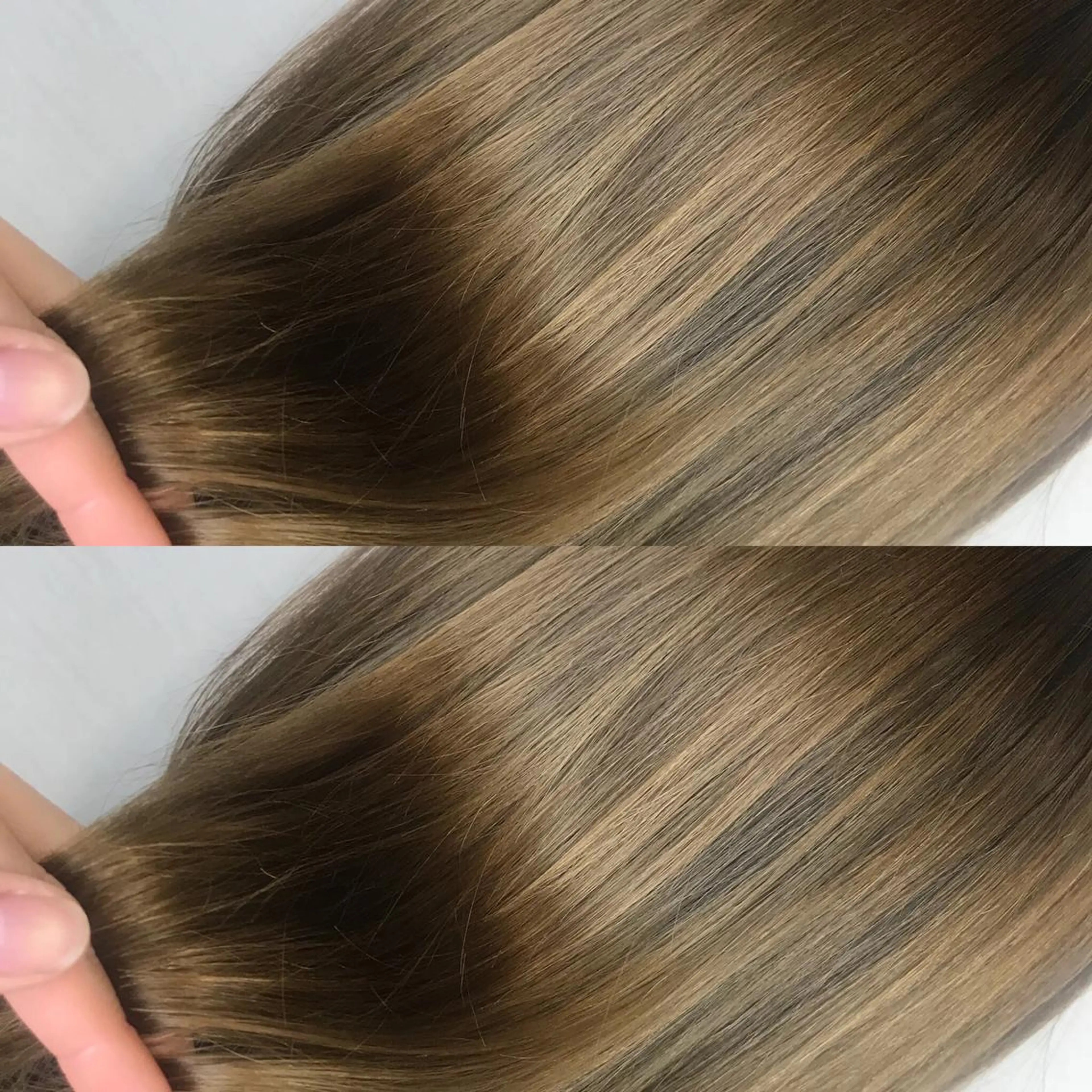 セミロング カラー ベージュカラー ブリーチ 外国人風カラー 韓国レイヤーカット/ ダブルカラーのヘアスタイル