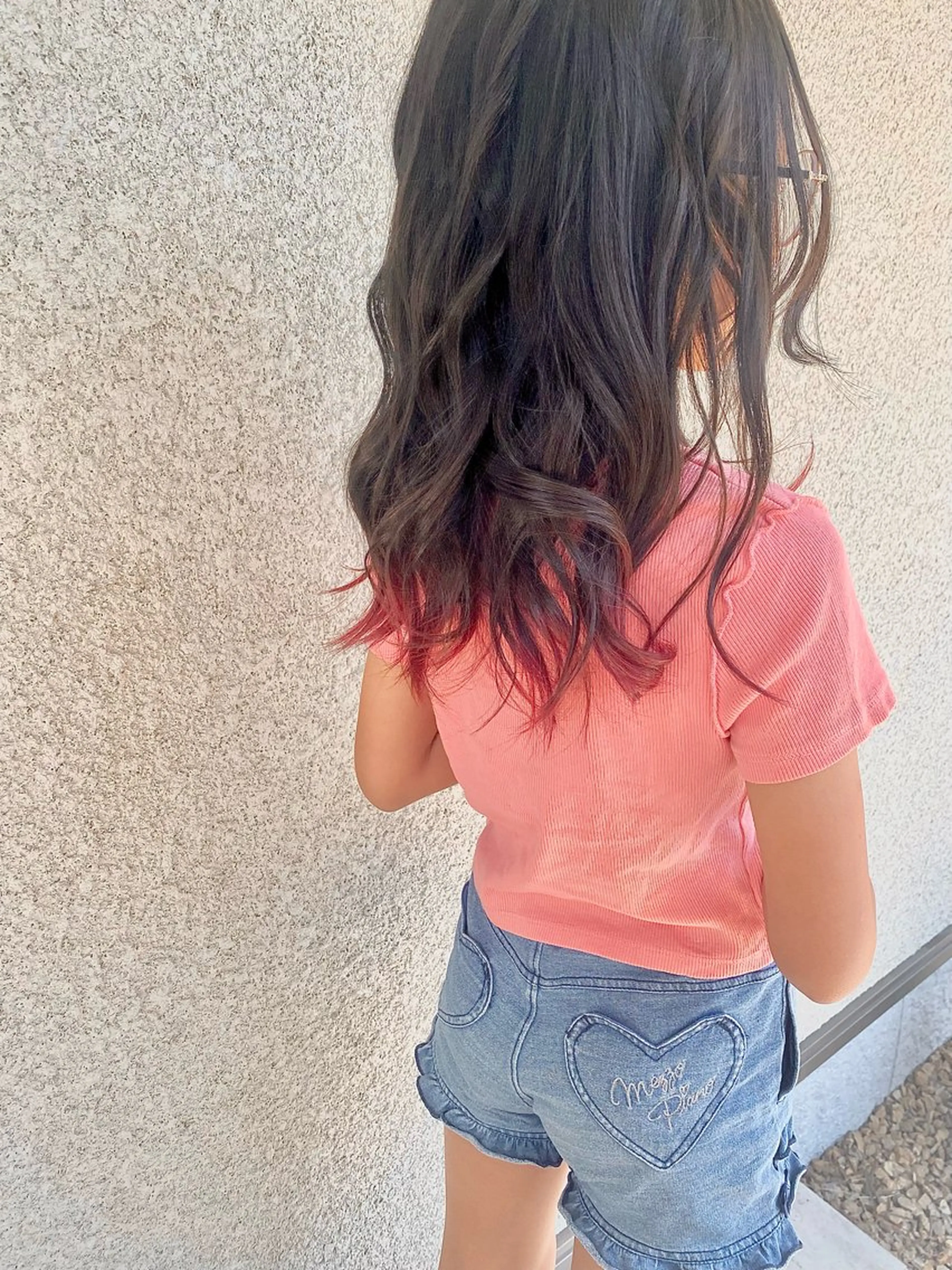 セミロング カラー キッズ ブリーチ 学生 桑原 菜摘のヘアスタイル