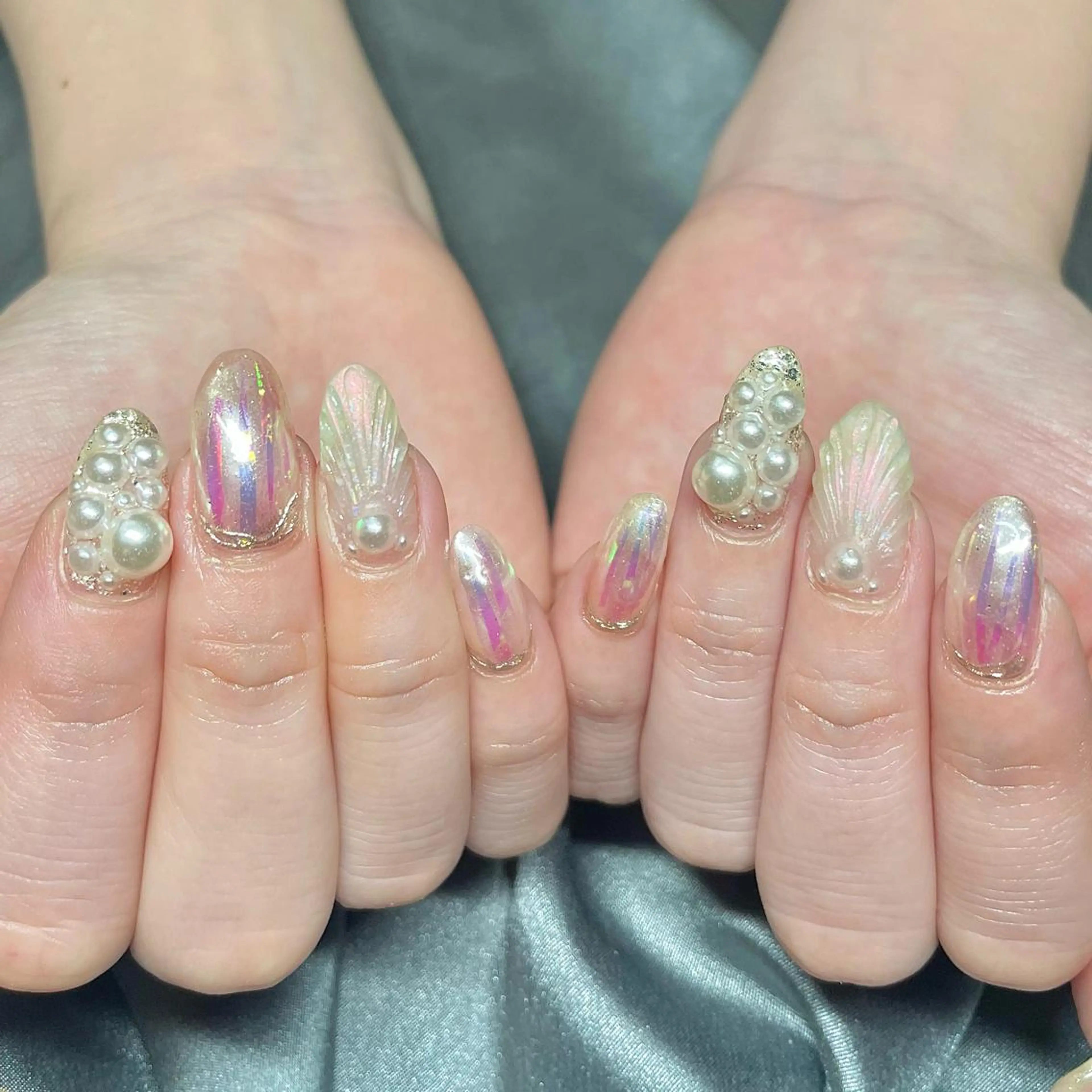 ロング カラー パーマ ヘアアレンジ メンズ キッズ ネイル マツエク・マツパ アイブロウ オーロラネイル nail&eye Aoのマツエク・マツパデザイン