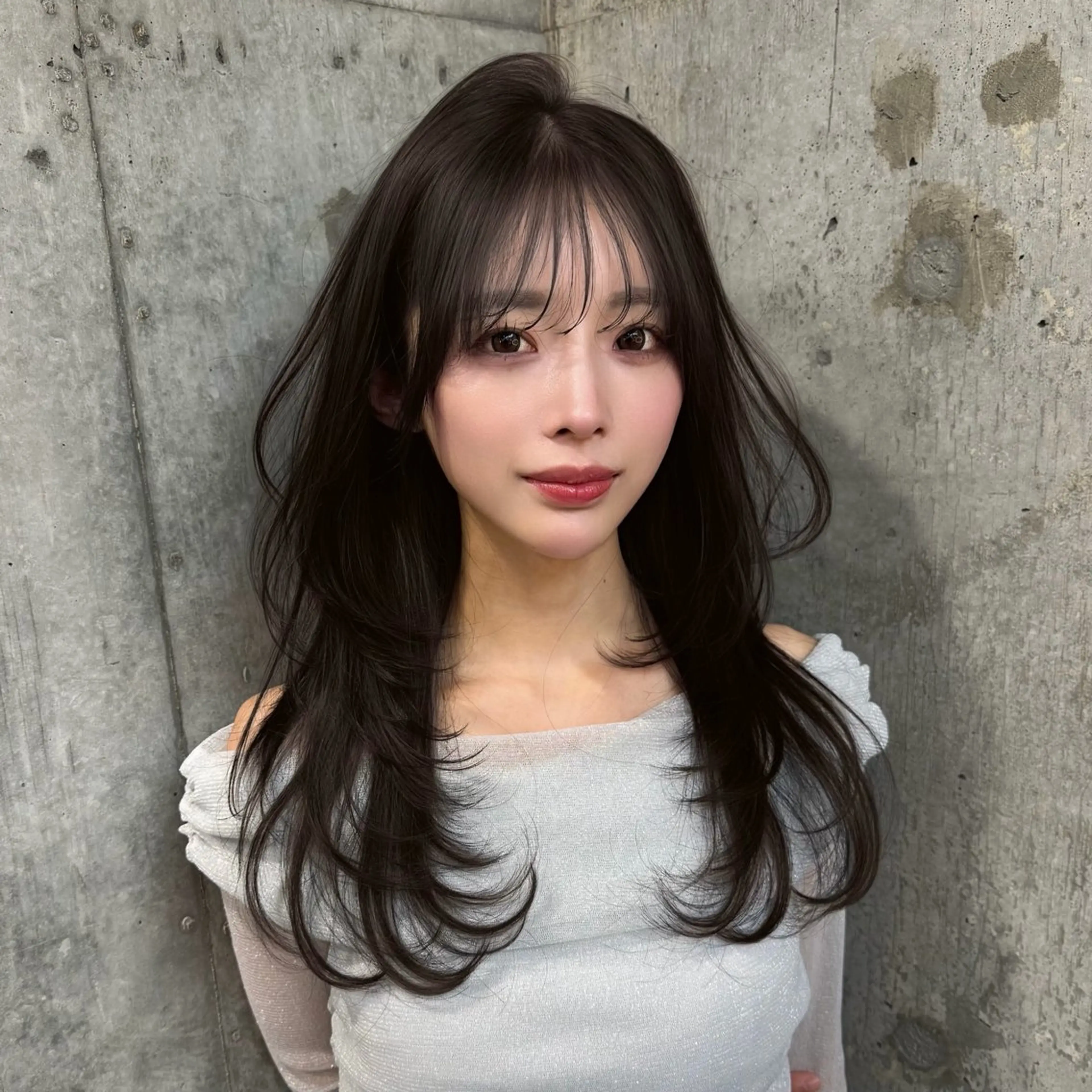 セミロング 髪質改善 韓国風ヘア レイヤーカット 縮毛矯正 トリートメント カット ヘアカラー トリートメント 新宿/韓国風レイヤー 髪質改善/渋谷直樹のヘアスタイル