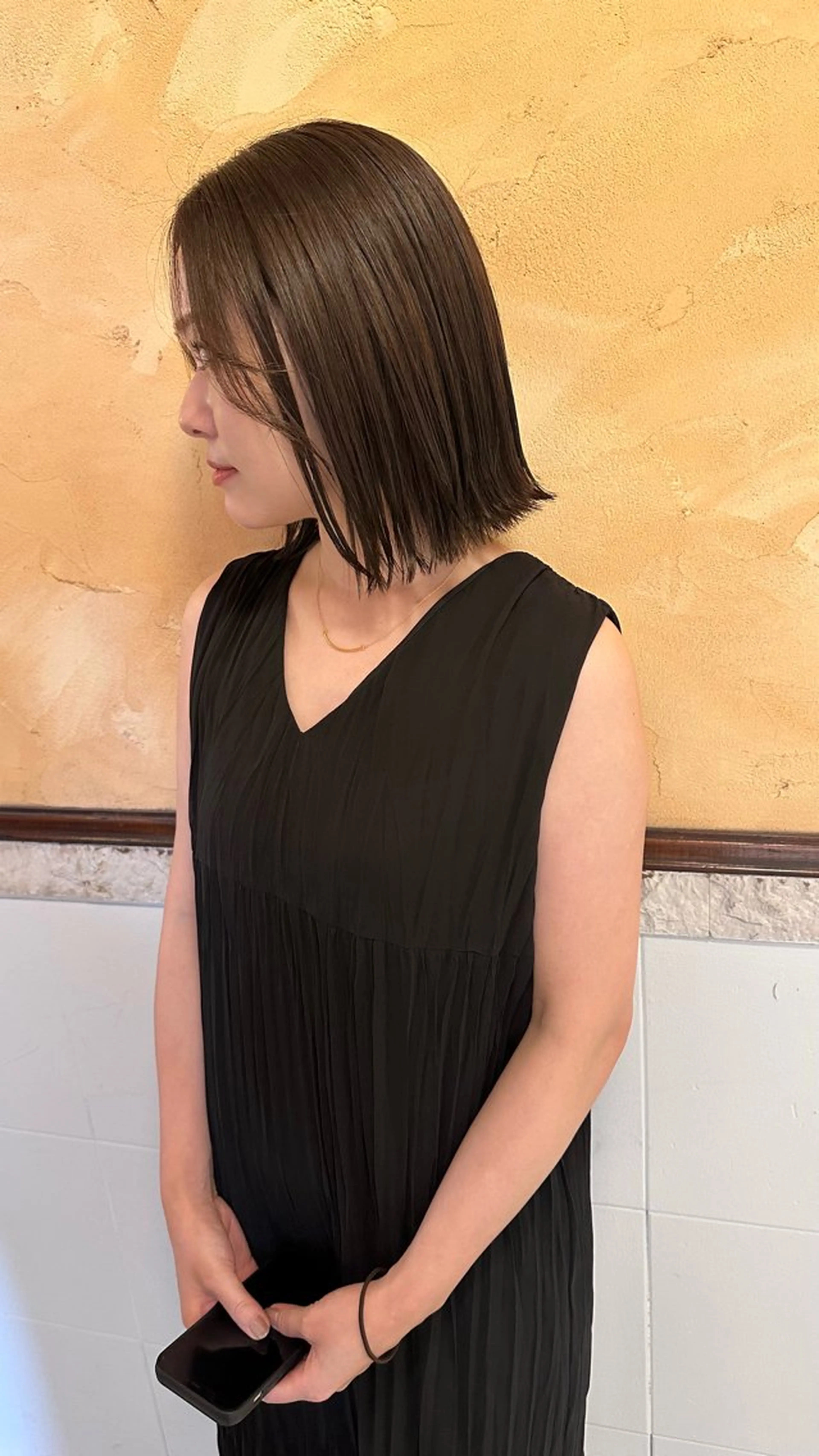 ミディアム カラー ショートボブ ブリーチ 透明感カラー ブリーチなしカラー ボブ カット ヘアカラー 竹内啓太 ボブのヘアスタイル