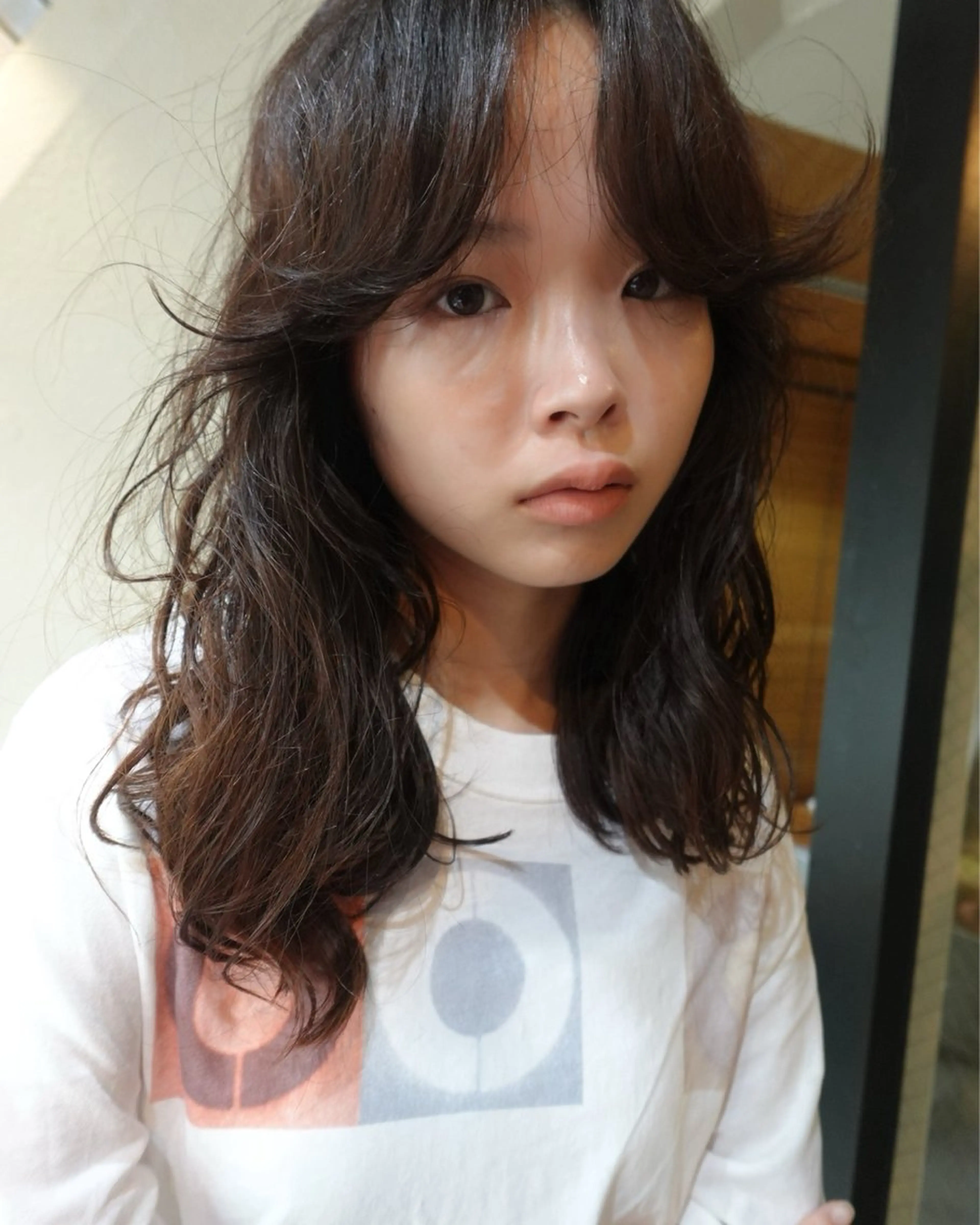 ミディアム カット ヘアカラー パーマ トリートメント 🍁ロングパーマ.ニ ュアンス🍁陸来のヘアスタイル