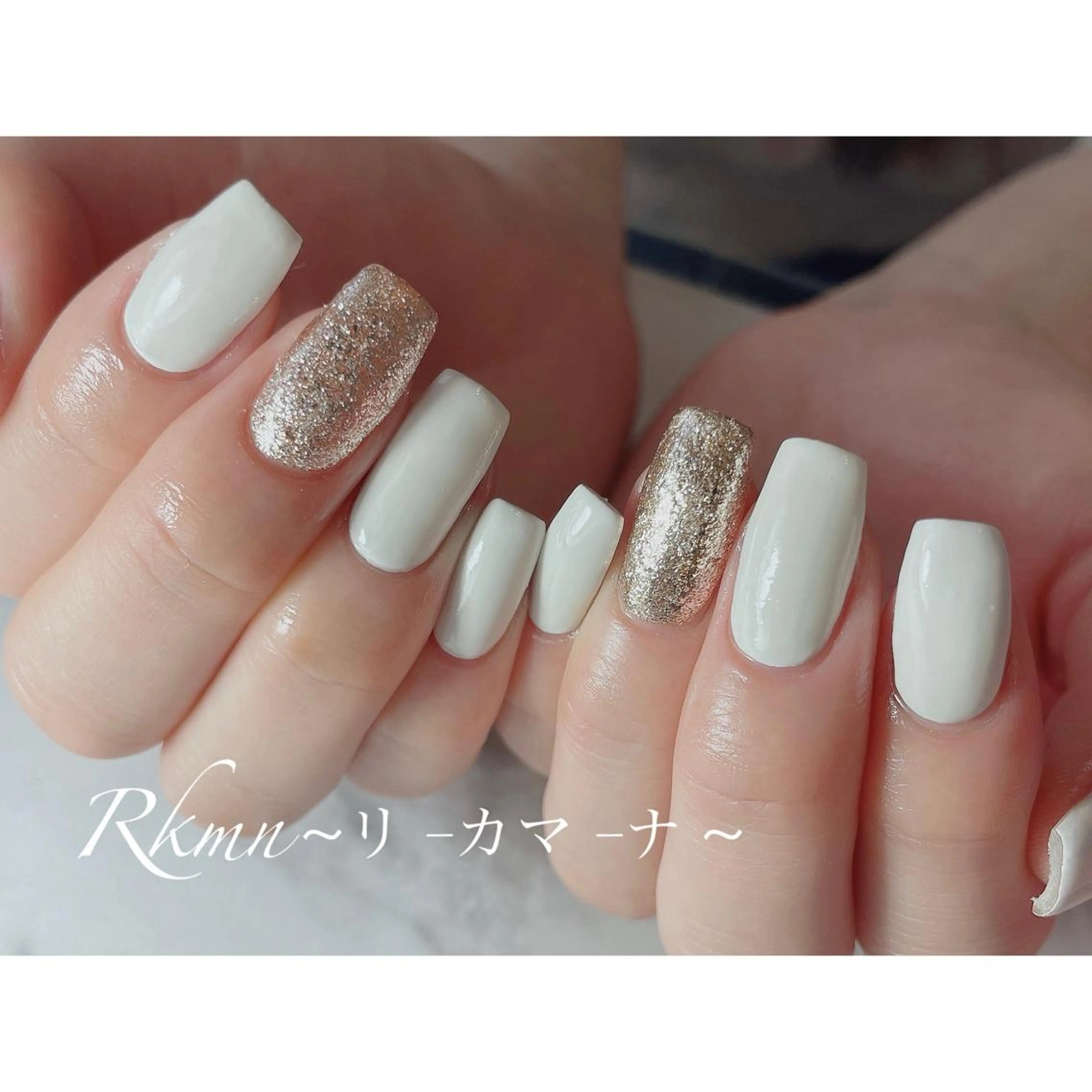 ネイル アートネイル ラメ(グリッター) 春ネイル スクエアネイル ハンドネイル フットネイル ハンドケア Rkmn ~リ-カマ-ナ~のネイルデザイン