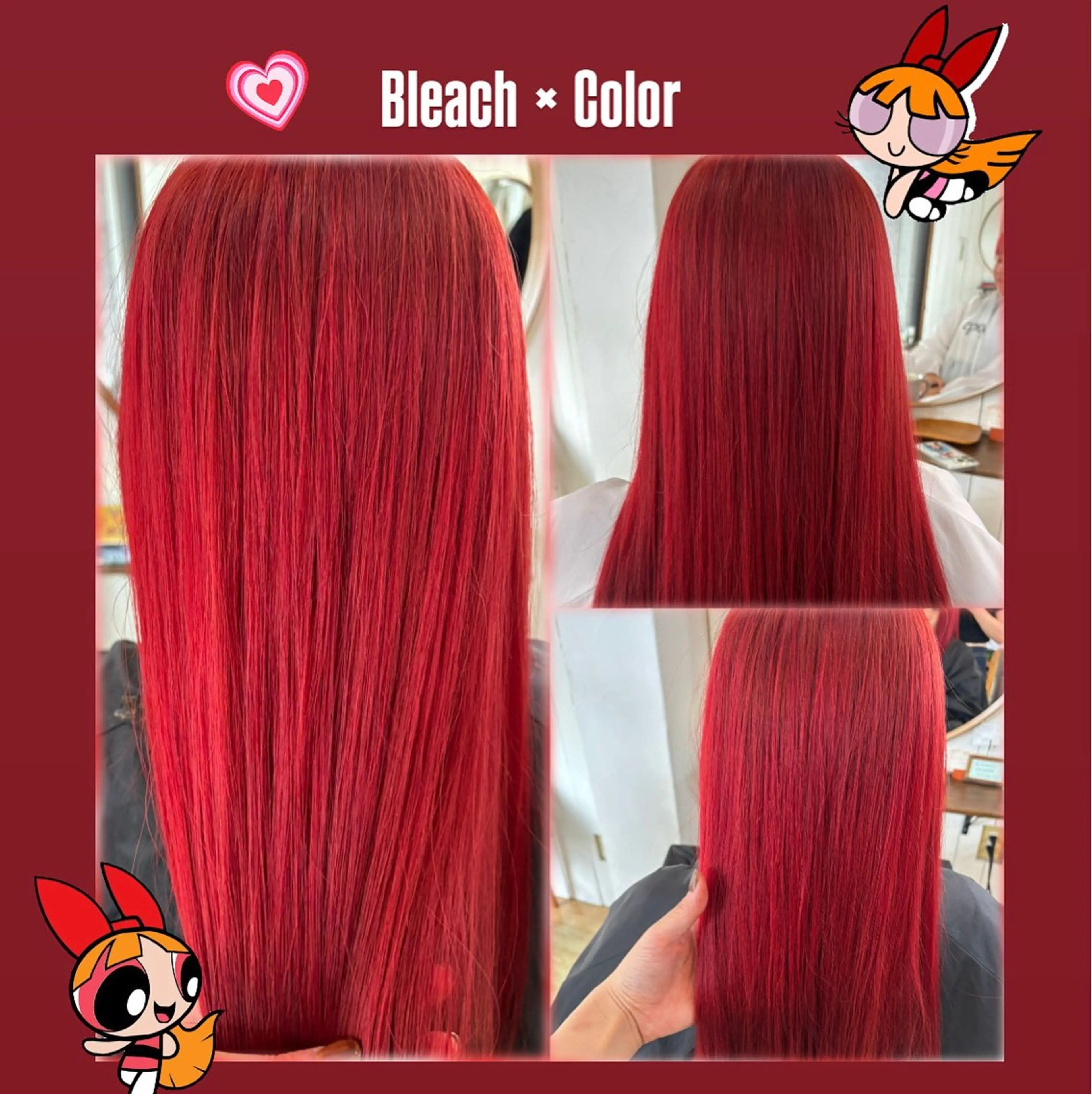 ロング カラー ブリーチ ダブルカラー レッドカラー maru.所属・林 小夏のヘアスタイル