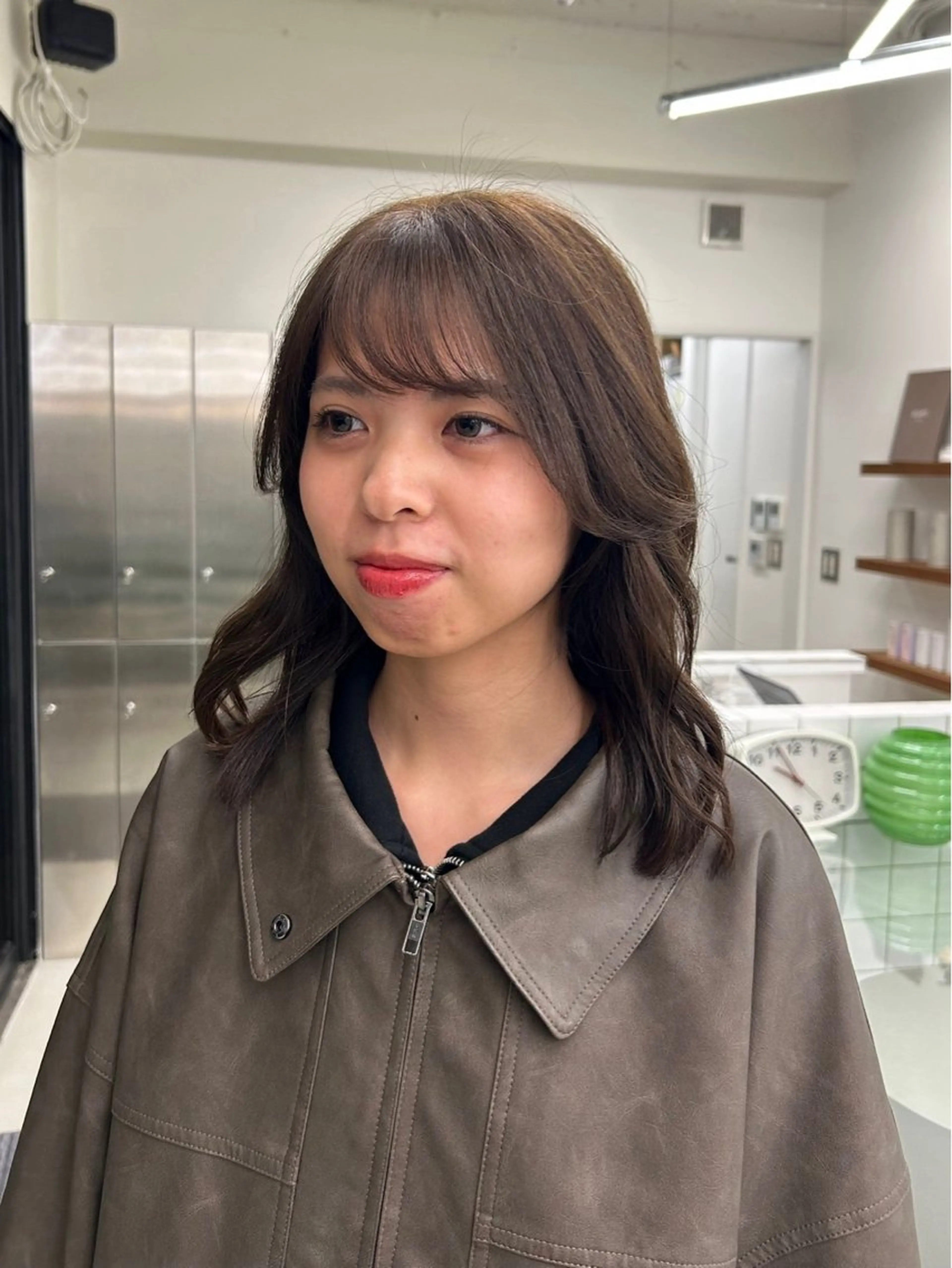 ミディアム カラー ヘアカラー トリートメント コテ巻き風パーマ/ ボブパーマ/aobaのヘアスタイル