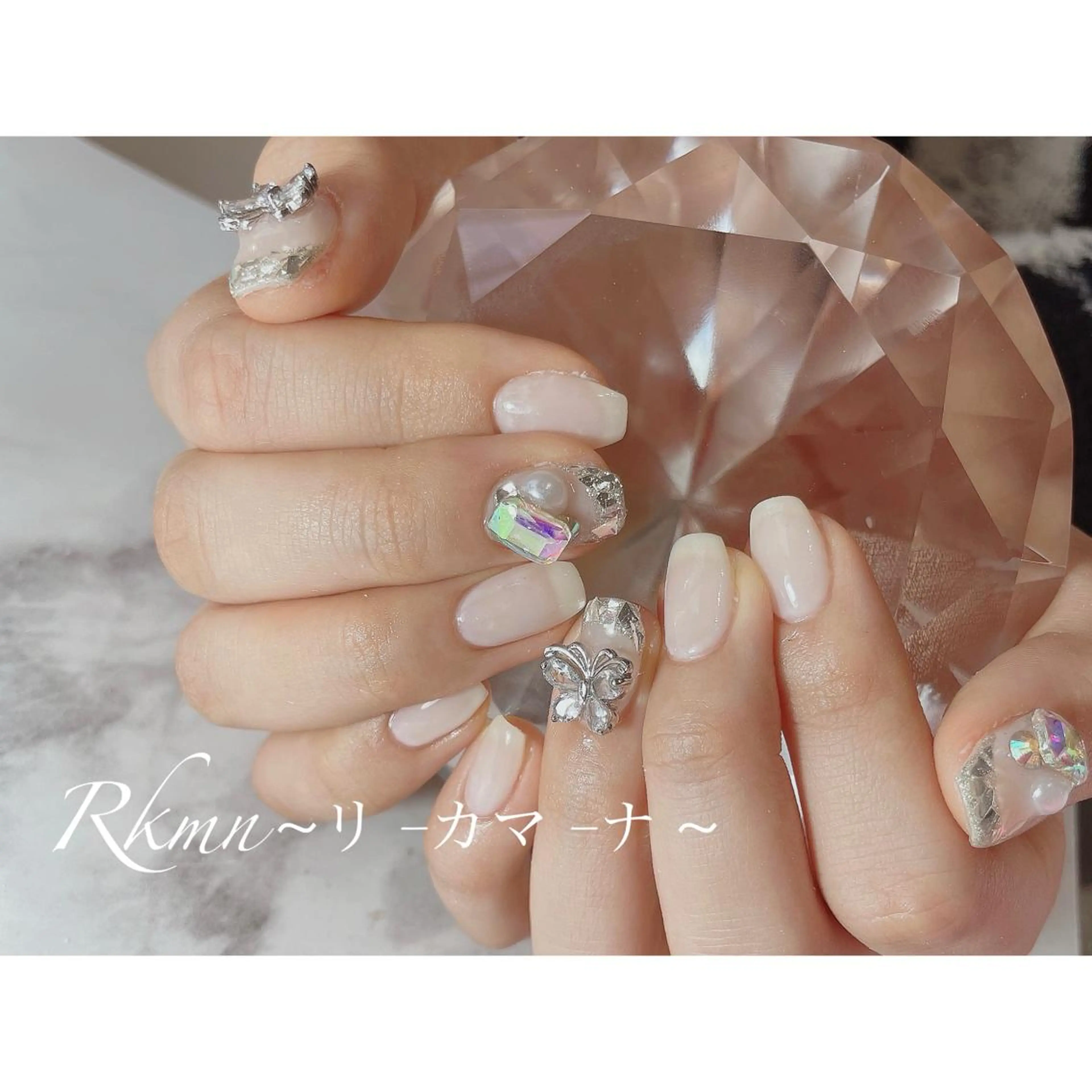 ネイル アートネイル フレンチネイル ガラスフレンチ 春ネイル ハンドネイル フットネイル ハンドケア Rkmn ~リ-カマ-ナ~のネイルデザイン