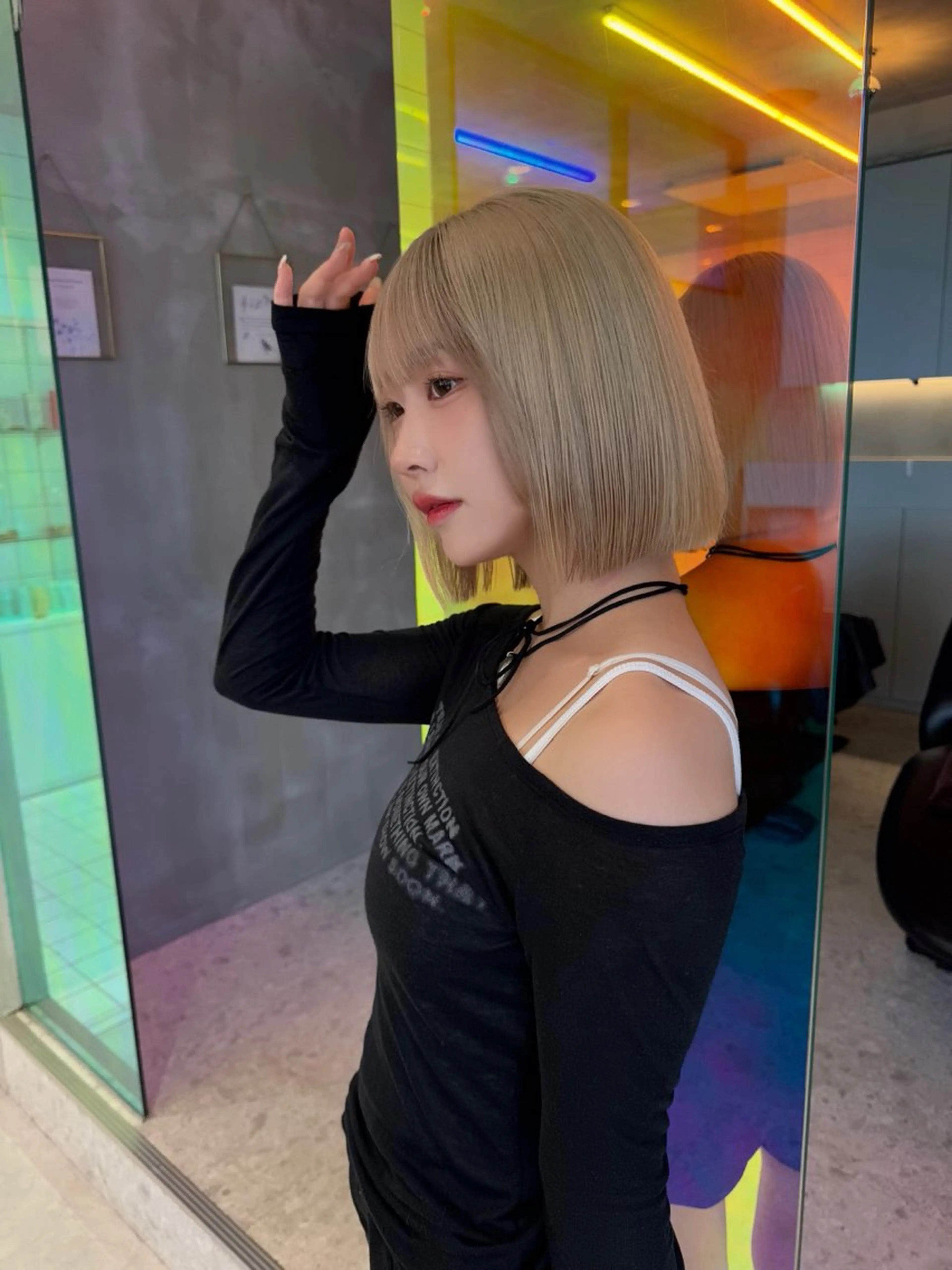 ミディアム カラー ヘアカラー トリートメント Lond luce心斎橋所属・🍀小川大輔🍀 ボブ/ブリーチ🥇のヘアスタイル