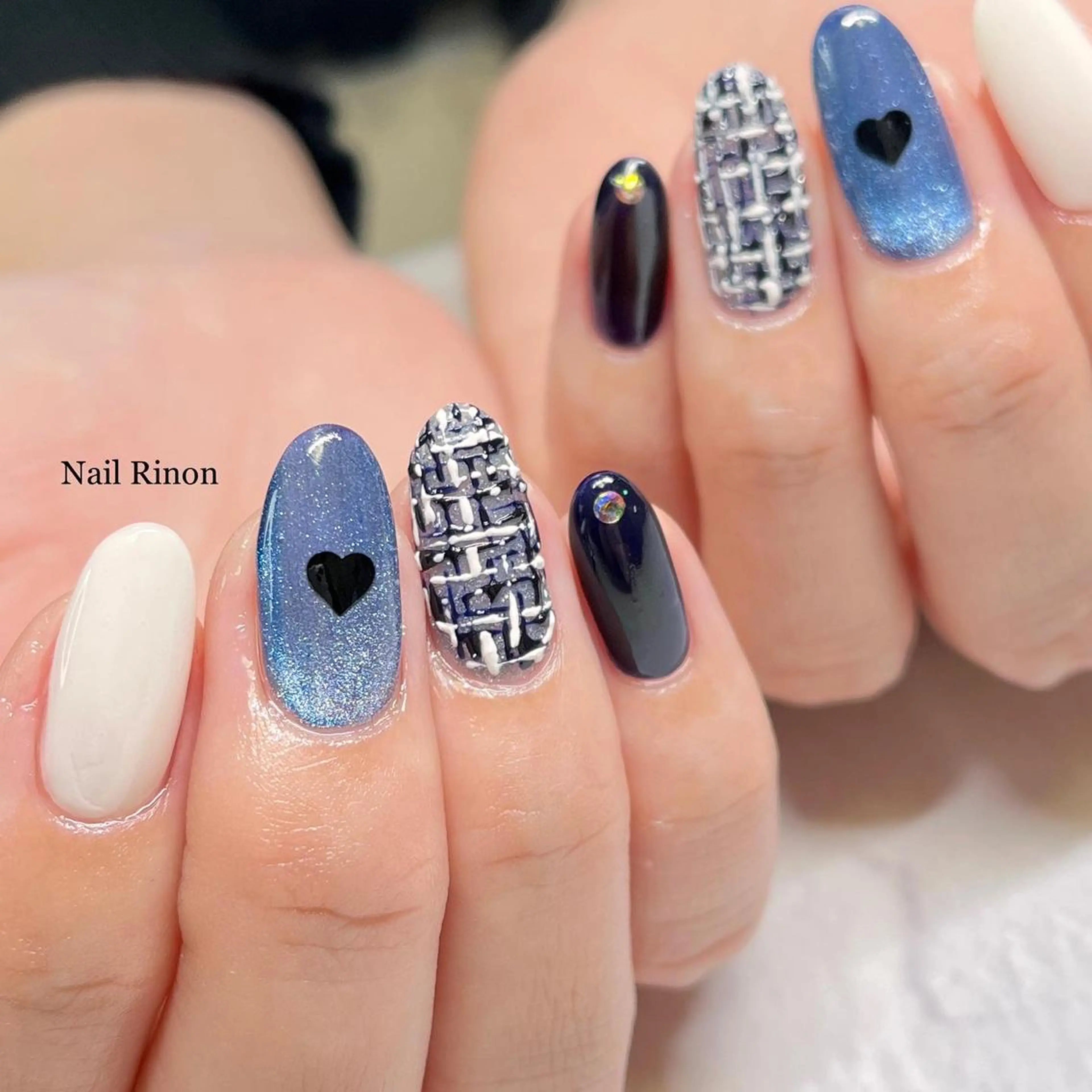 ネイル ツイードネイル 冬ネイル ハンドネイル Nail Rinonのネイルデザイン