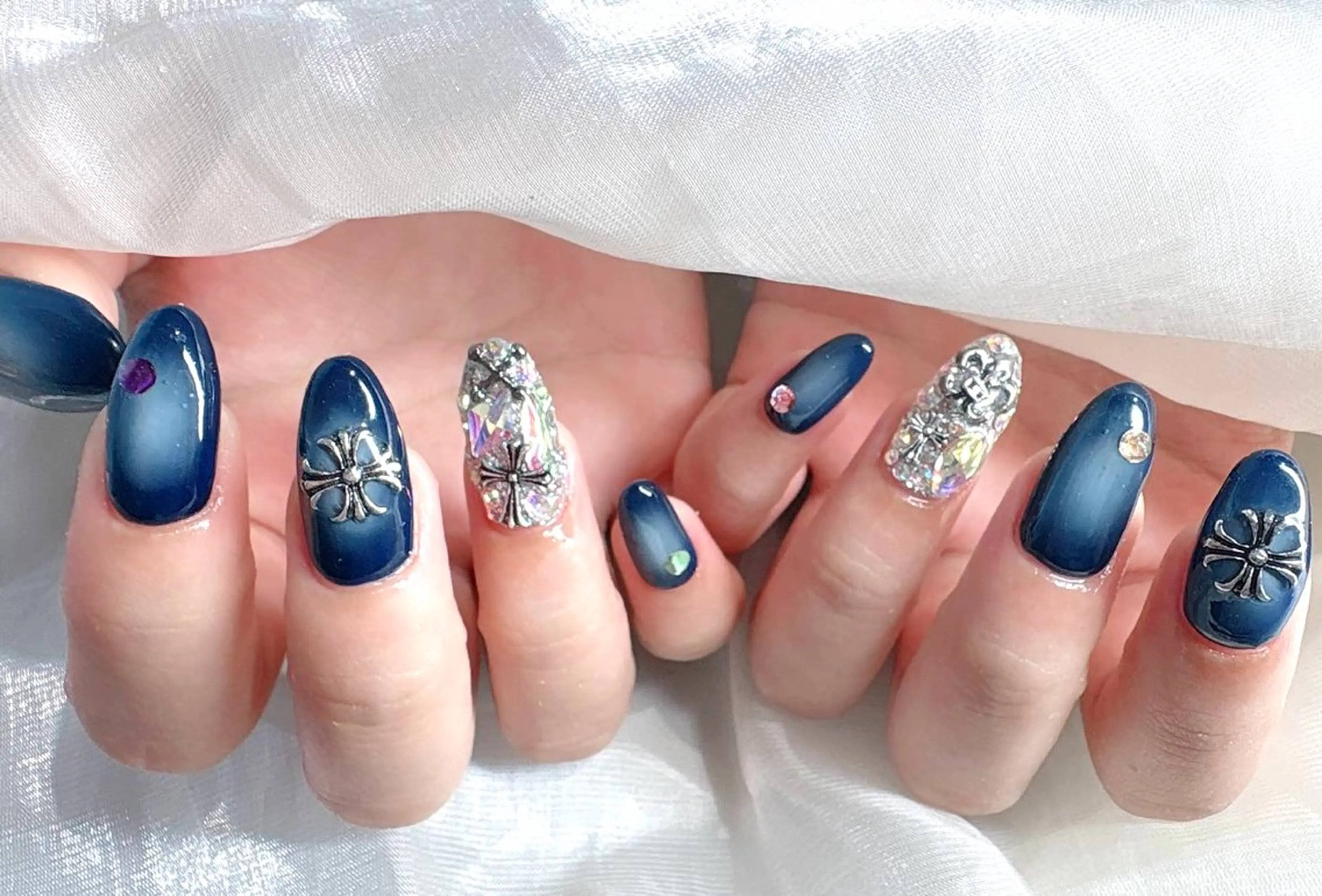 ネイル 韓国ネイル ネイビー 美爪パラジェル導入店 Sunnilyのネイルデザイン