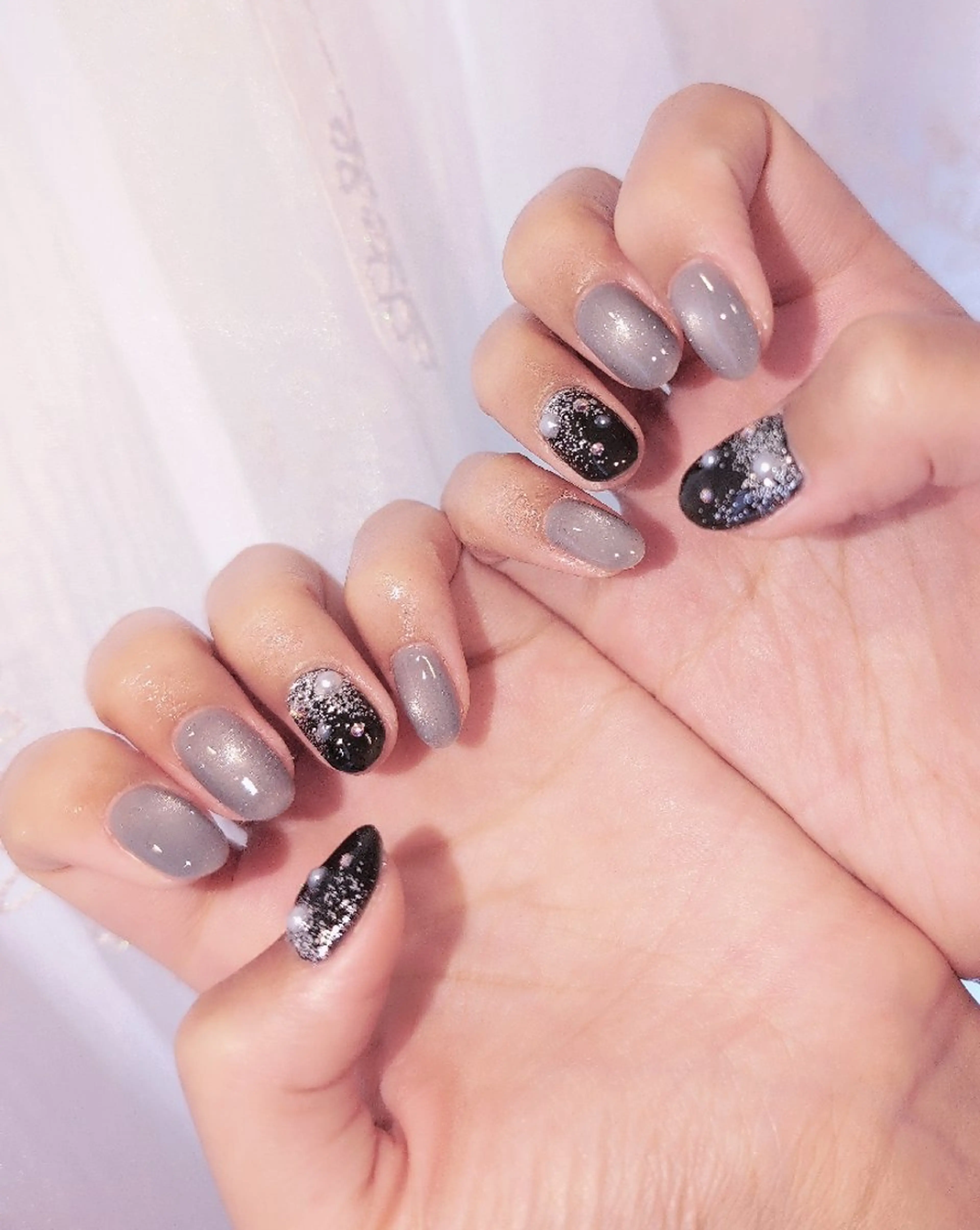 ネイル 長さ出し ジェルネイル 韓国ネイル マグネットネイル ニュアンスネイル I LOVE ME  NAIL.｡.:*♡のネイルデザイン