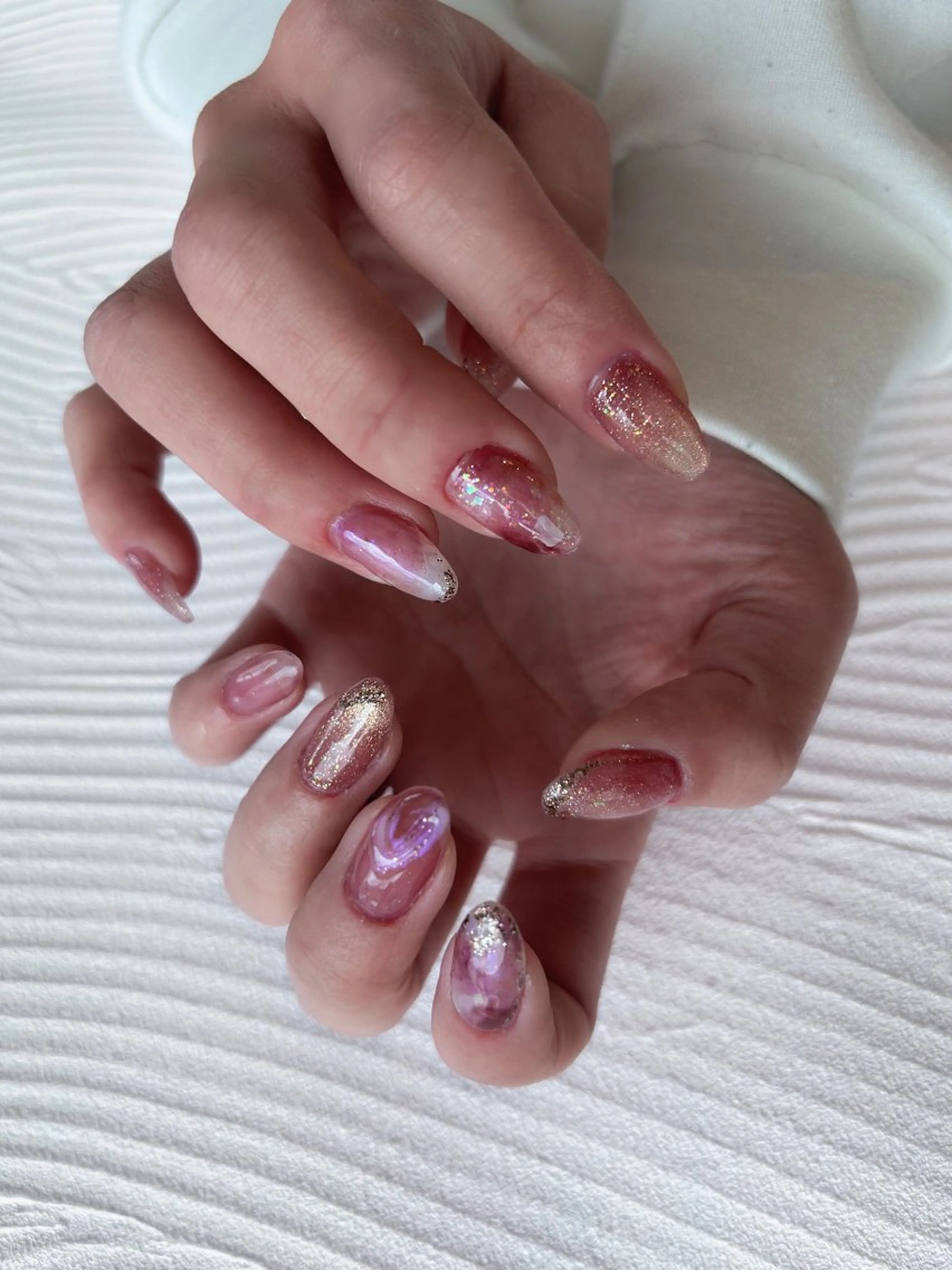 ネイル フラッシュネイル フラッシュマグ ピンク 春ネイル ハンドネイル Relier ayakaのネイルデザイン