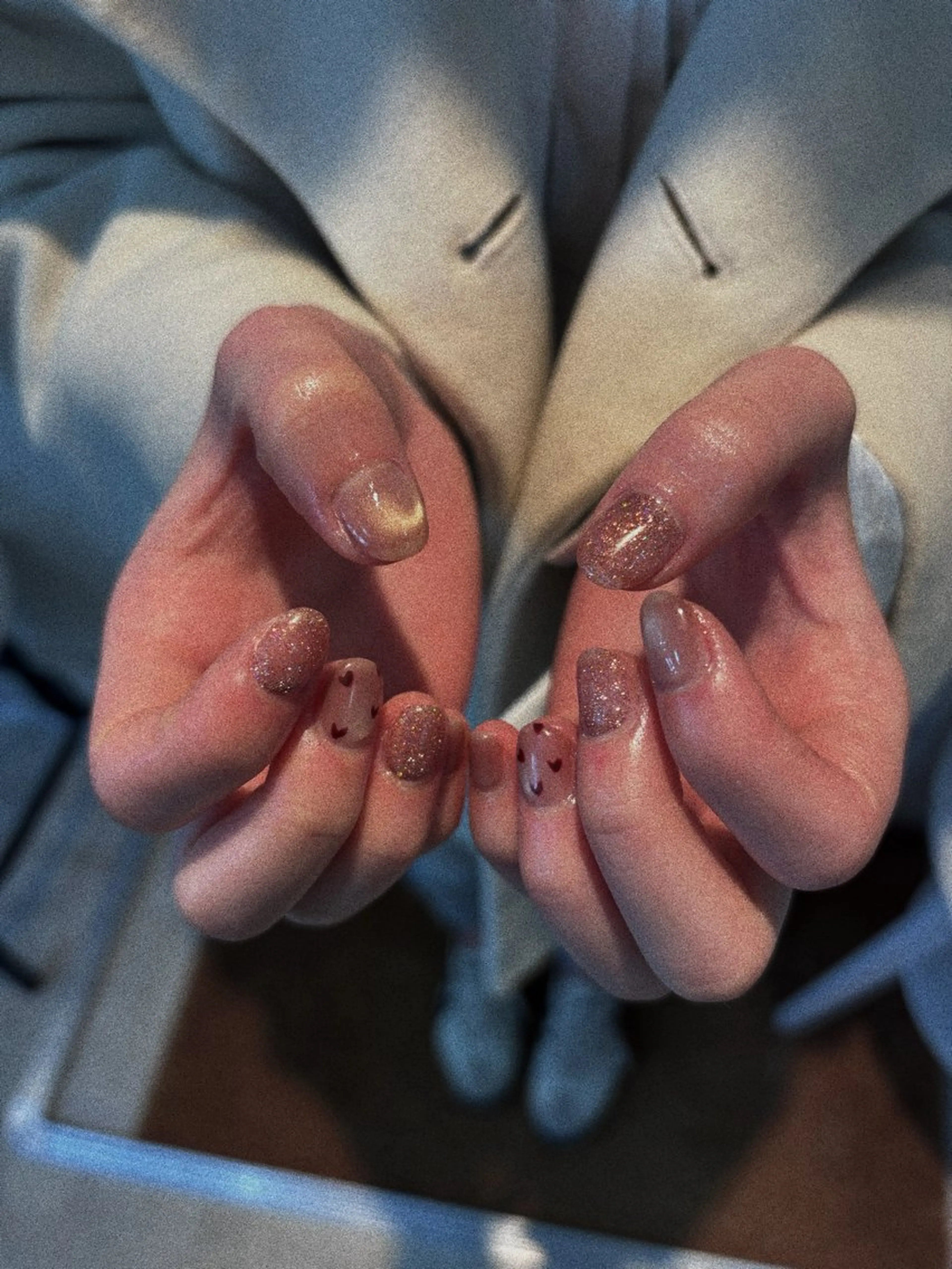 ネイル アートネイル ハート ラメ(グリッター) 春ネイル ハンドネイル free'snail N A Oのネイルデザイン