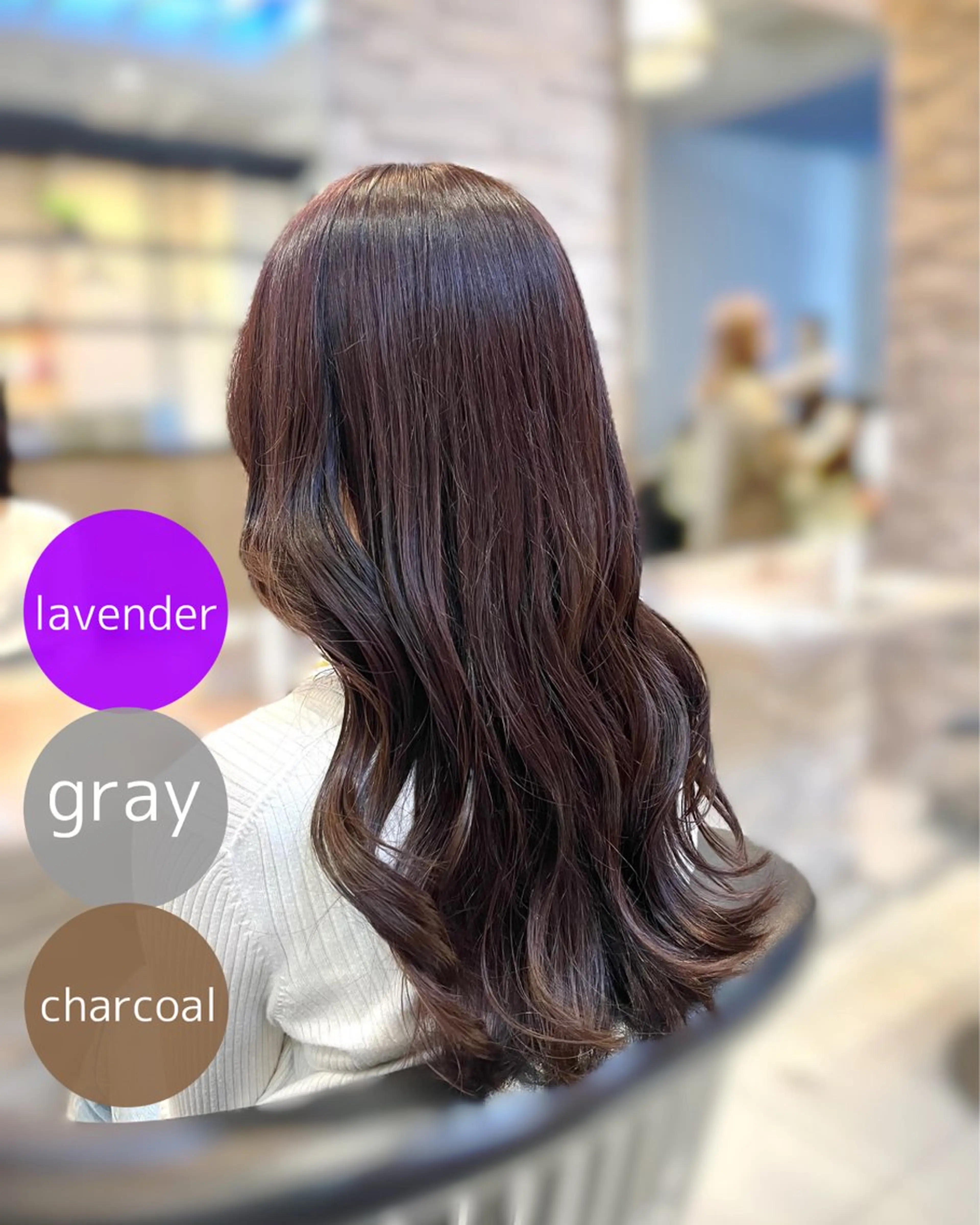 セミロング カラー 透明感カラー ラベンダーカラー カット ヘアカラー トリートメント 透明感カラー/ くびれヘア/館岡俊平のヘアスタイル