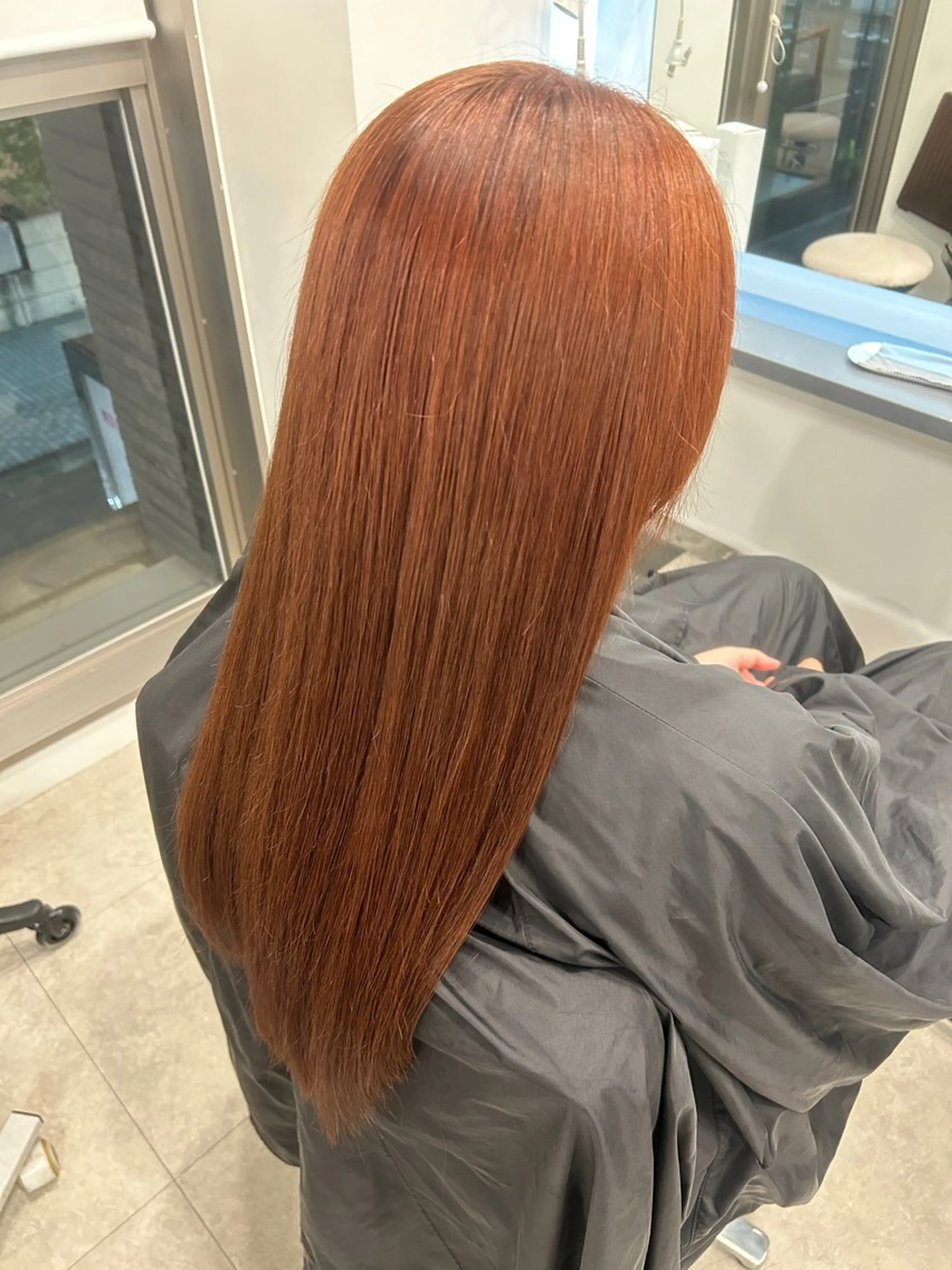 ロング カラー ブリーチ ブリーチなしカラー オレンジ カット ヘアカラー from.../中村 るな🌙のヘアスタイル