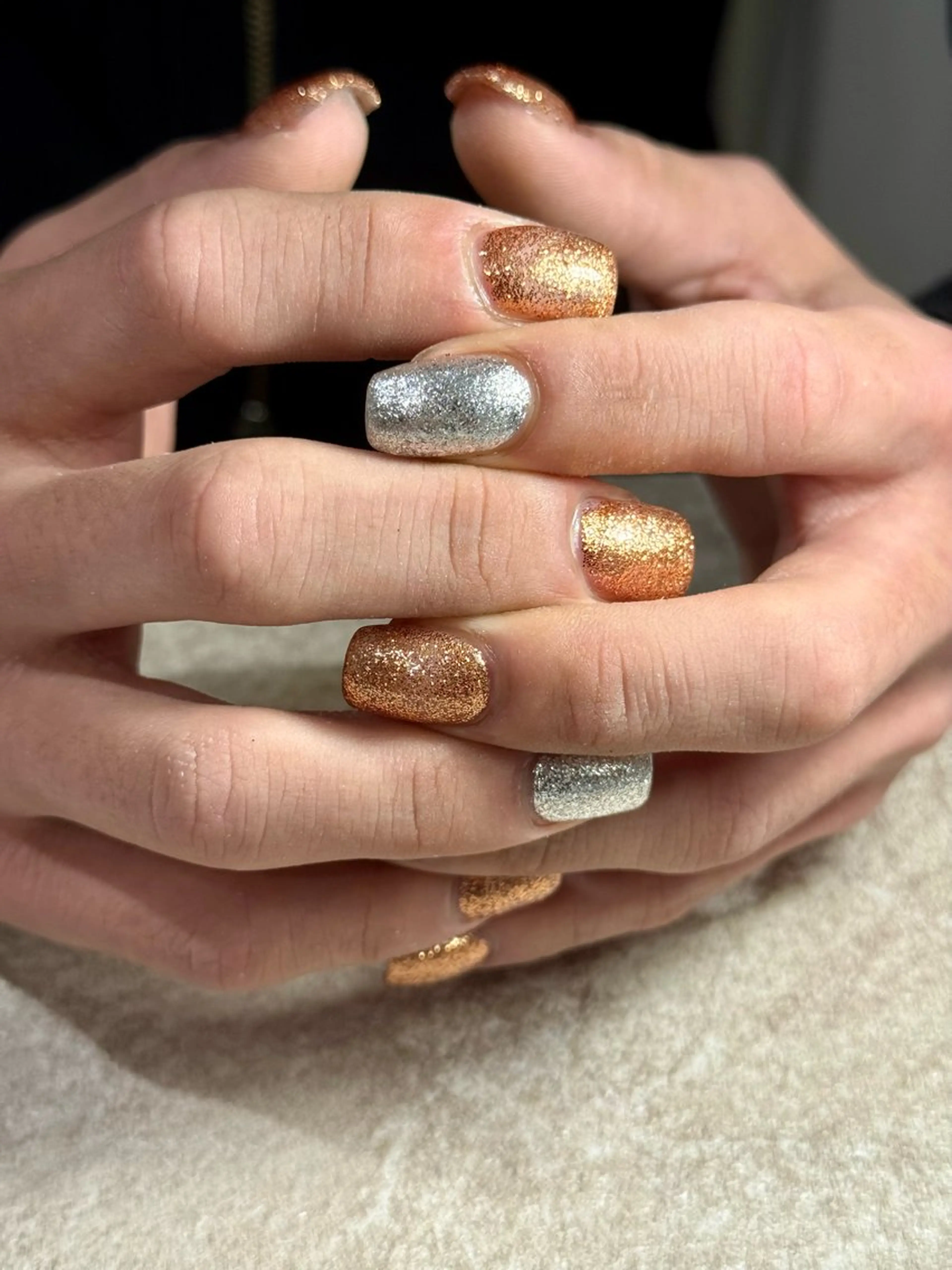 ネイル ゴールド ラメ(グリッター) メンズネイル シルバー シンプルネイル ハンドネイル Coco akari 大阪天王寺のネイルデザイン