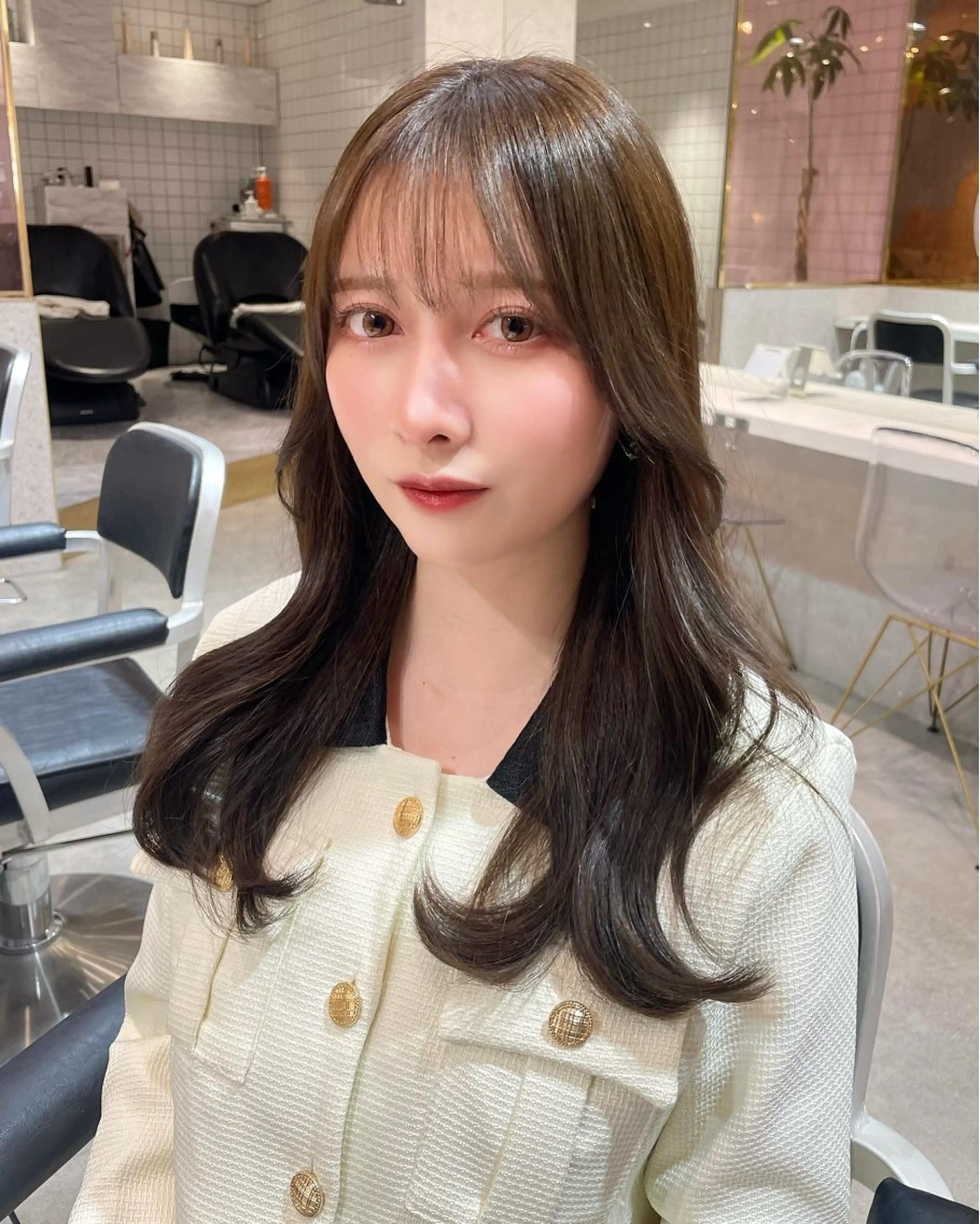 セミロング カラー カット ヘアカラー トリートメント 韓国ヘア🤍顔周り/ 髪質改善✨/林遼一郎のヘアスタイル